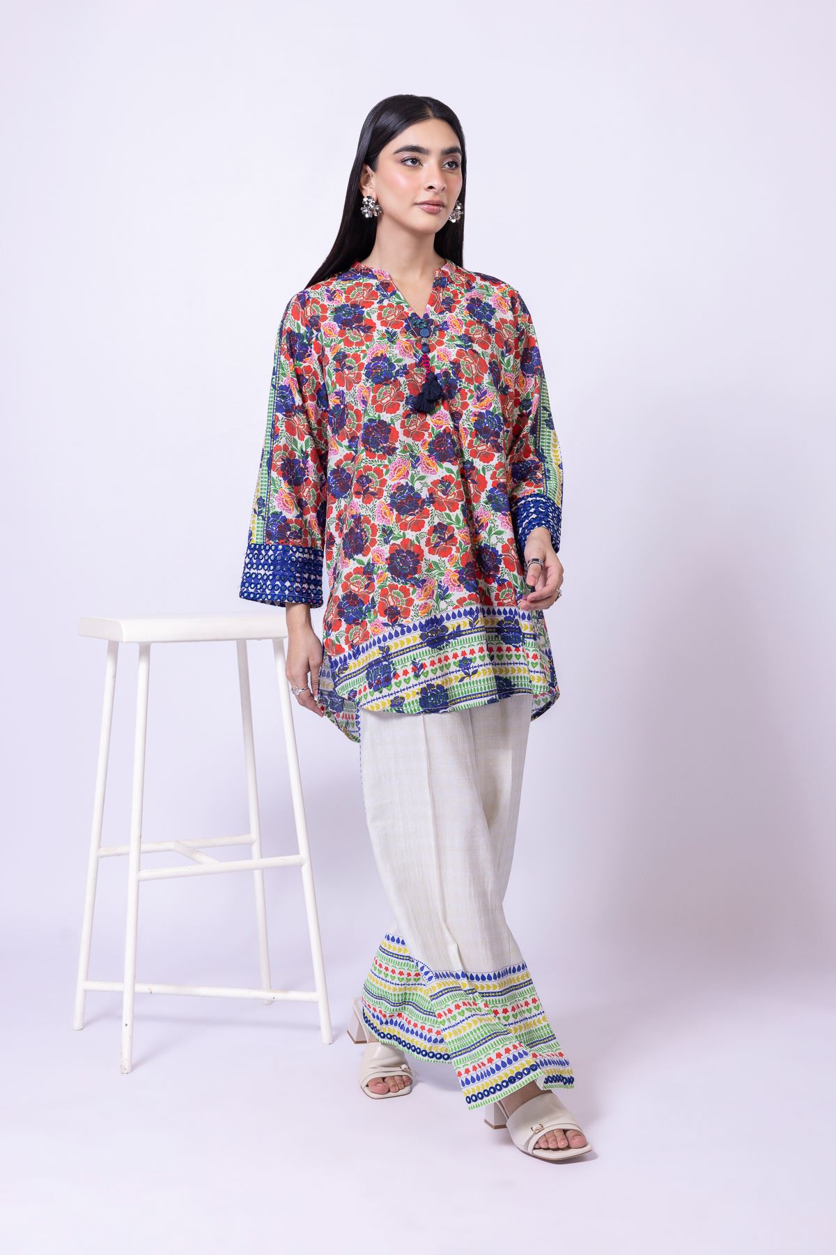 Embroidered Raw Silk Kurta - 25-09-9S1-07TB-VG