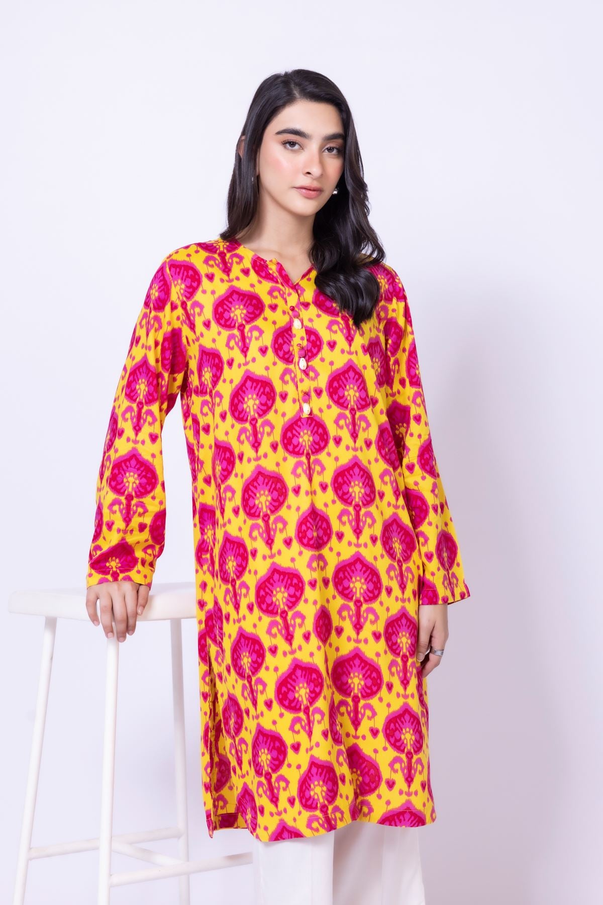 Printed Viscose Silk Kurta - 25-09-10E4-05TB-VG