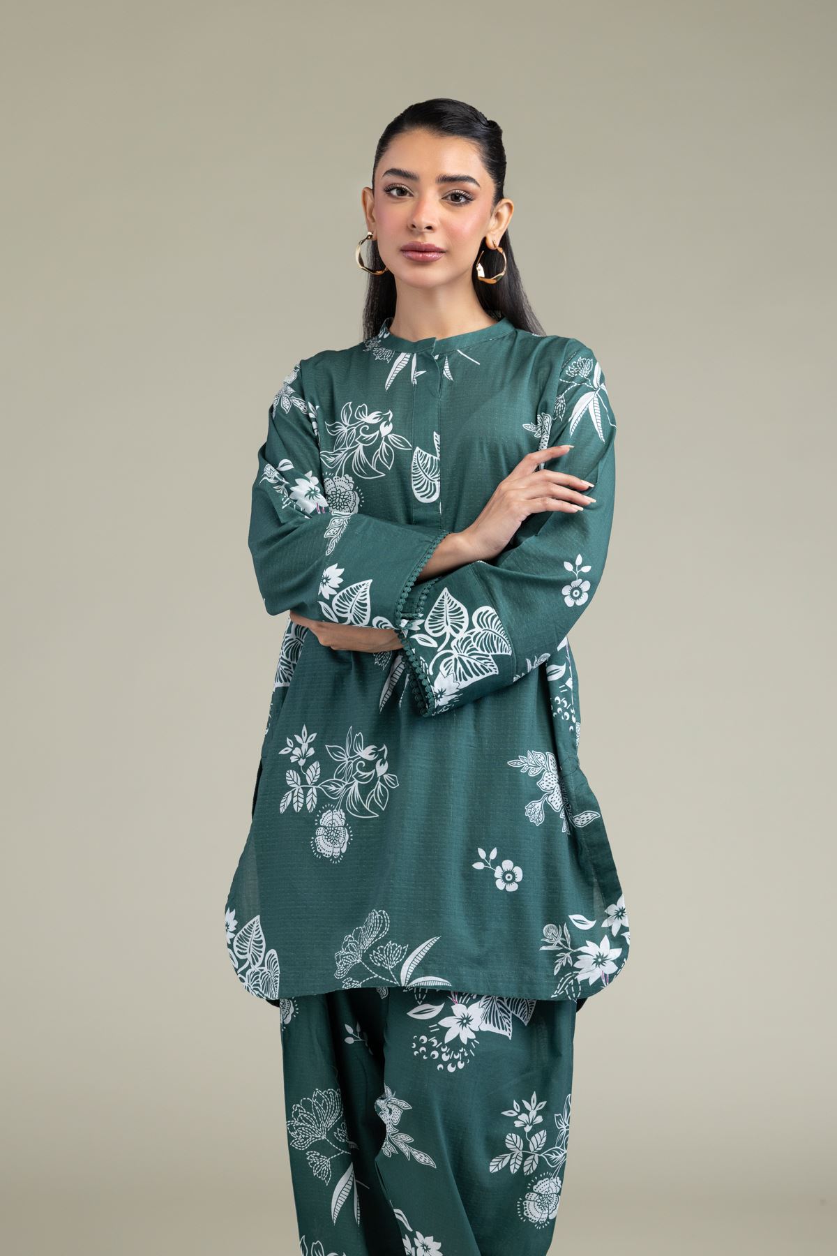 Printed Cotton Dobby Floral Cotton Kurta - 1-26-211-A-I1-VG