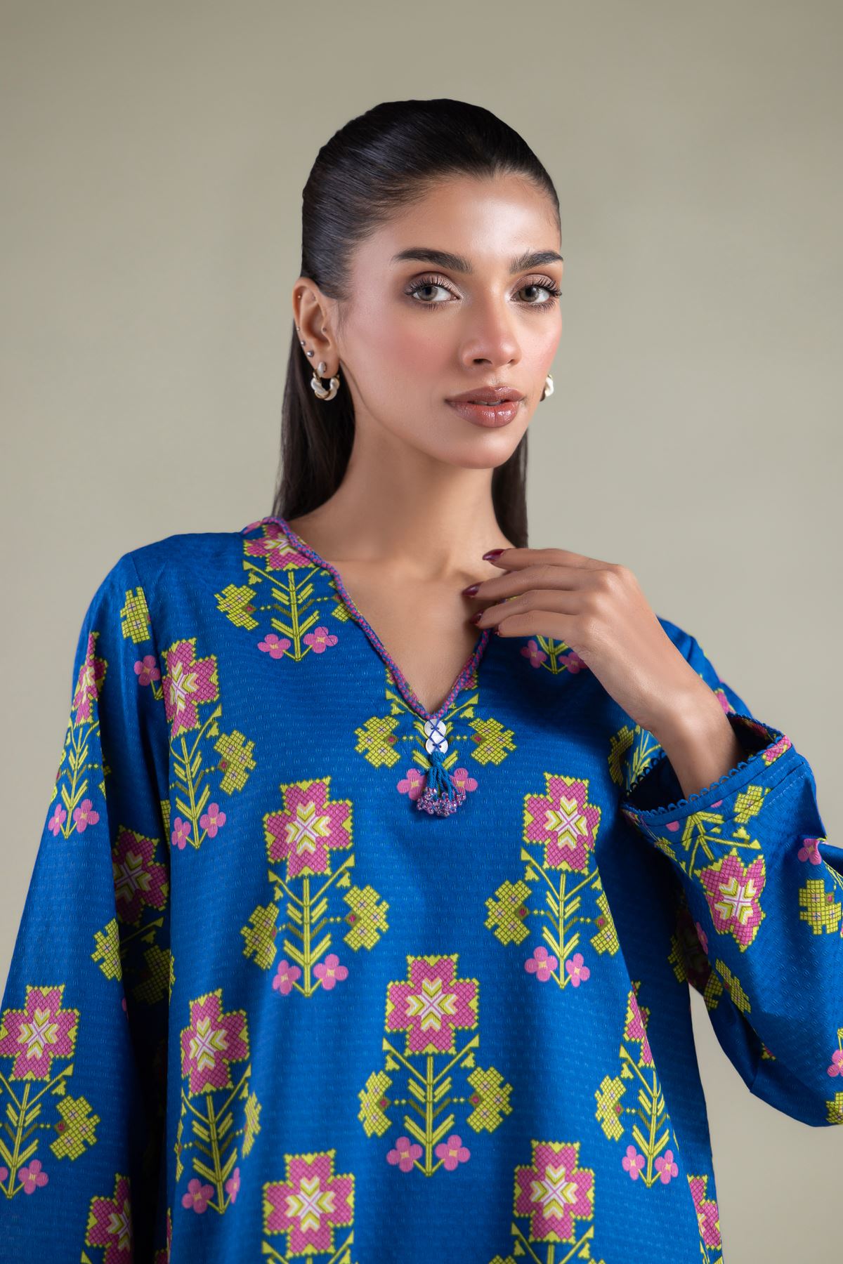 Printed Cotton Dobby Kurta - 1-26-143-A-F-VG