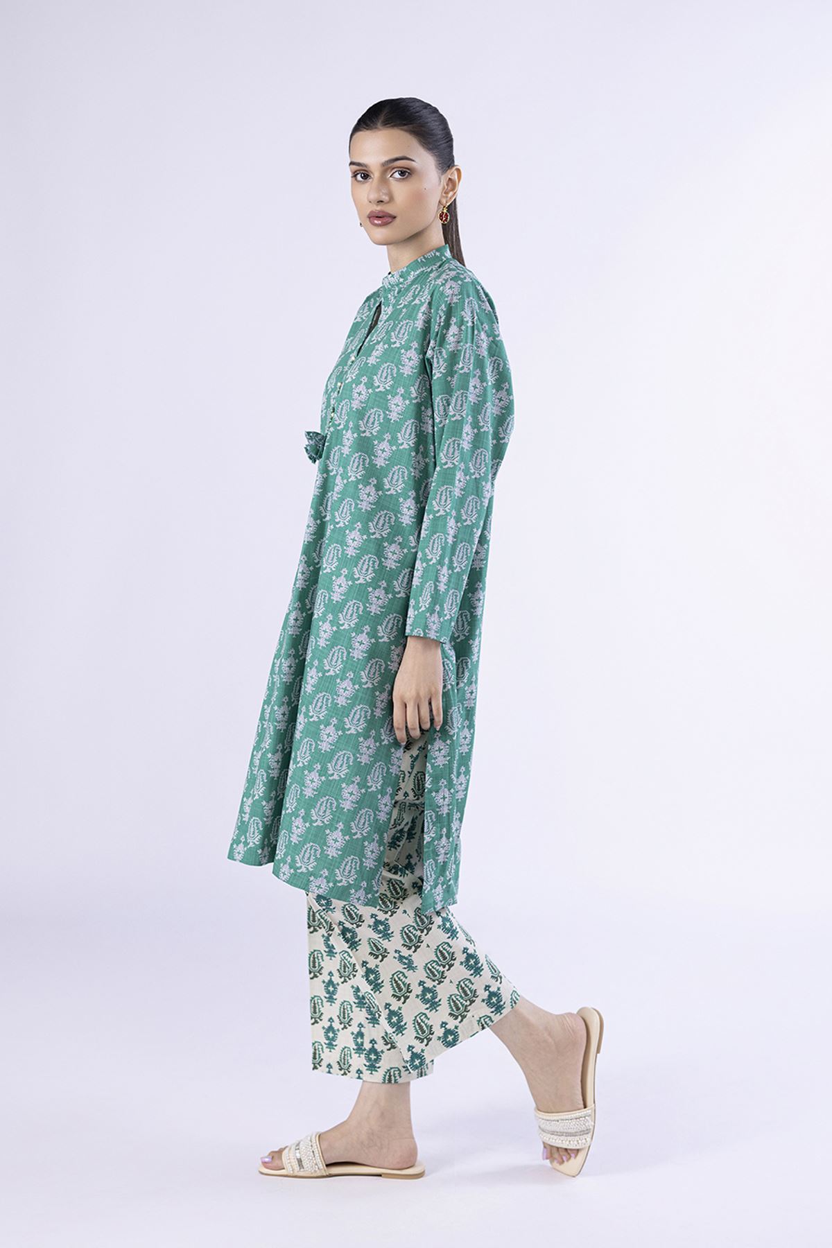 Printed Crosshatch Poplin Pants - 25-06-6E3-02BA-VG