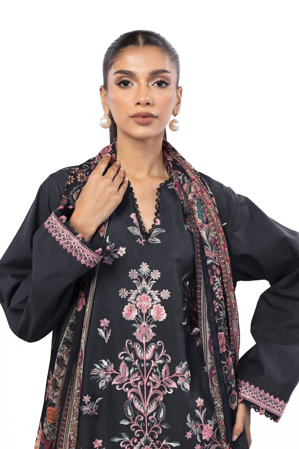 Embroidered Cambric Tailored 3 Piece - CA27AST-VG