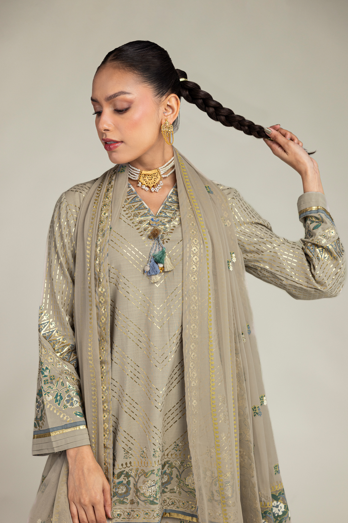 Embroidered Chiffon Dupatta - 12-26-106-F-F-VG