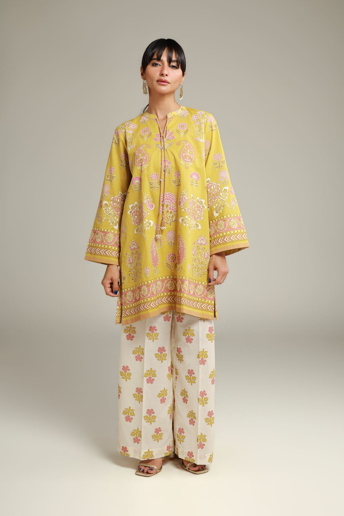 Printed Cambric Spring Floral Pants - 1-26-228-A-D2-VG