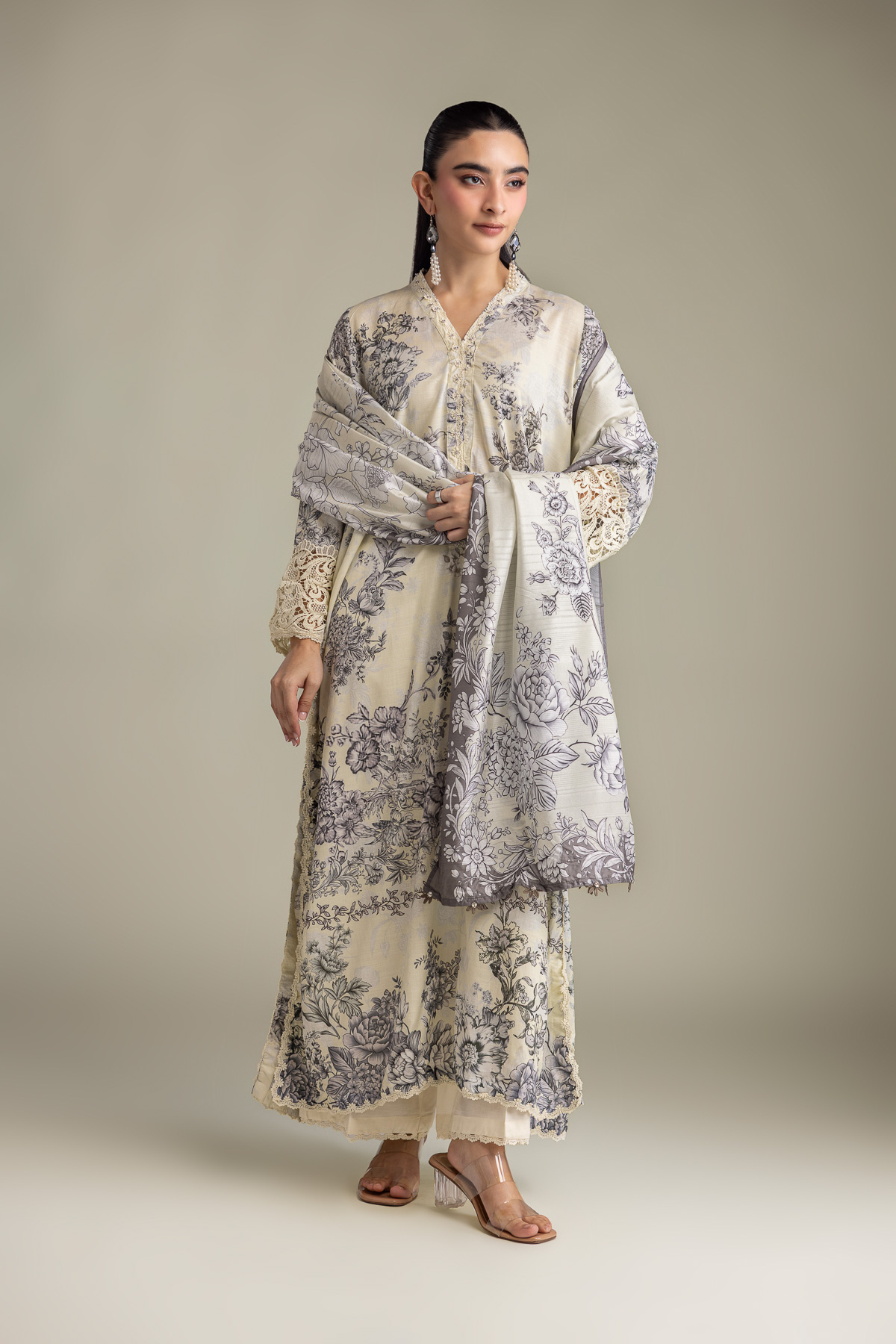 Printed Mesuri Floral Mesuri Dupatta - 1-26-415-A-A1-VG
