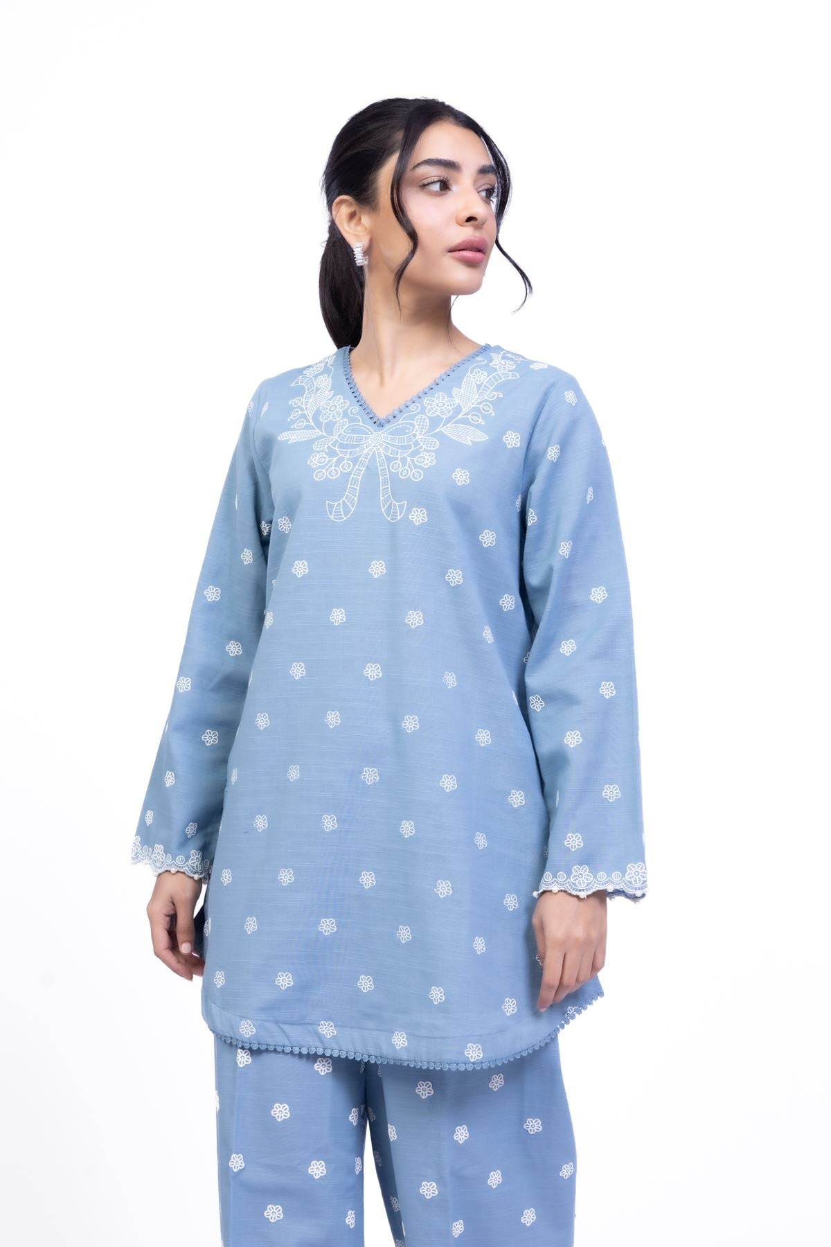 Printed Khaddar Kurta - 25-10-10E7-05TA-VG