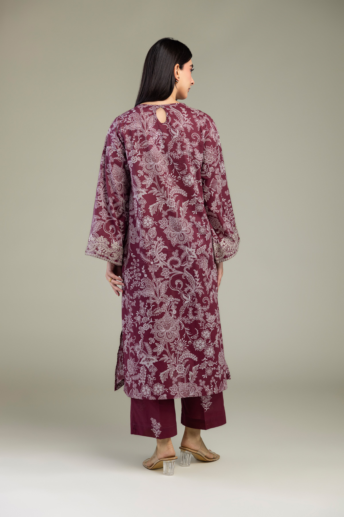 Embroidered Cambric Floral Cambric Kurta - 1-26-309-B-D1-VG