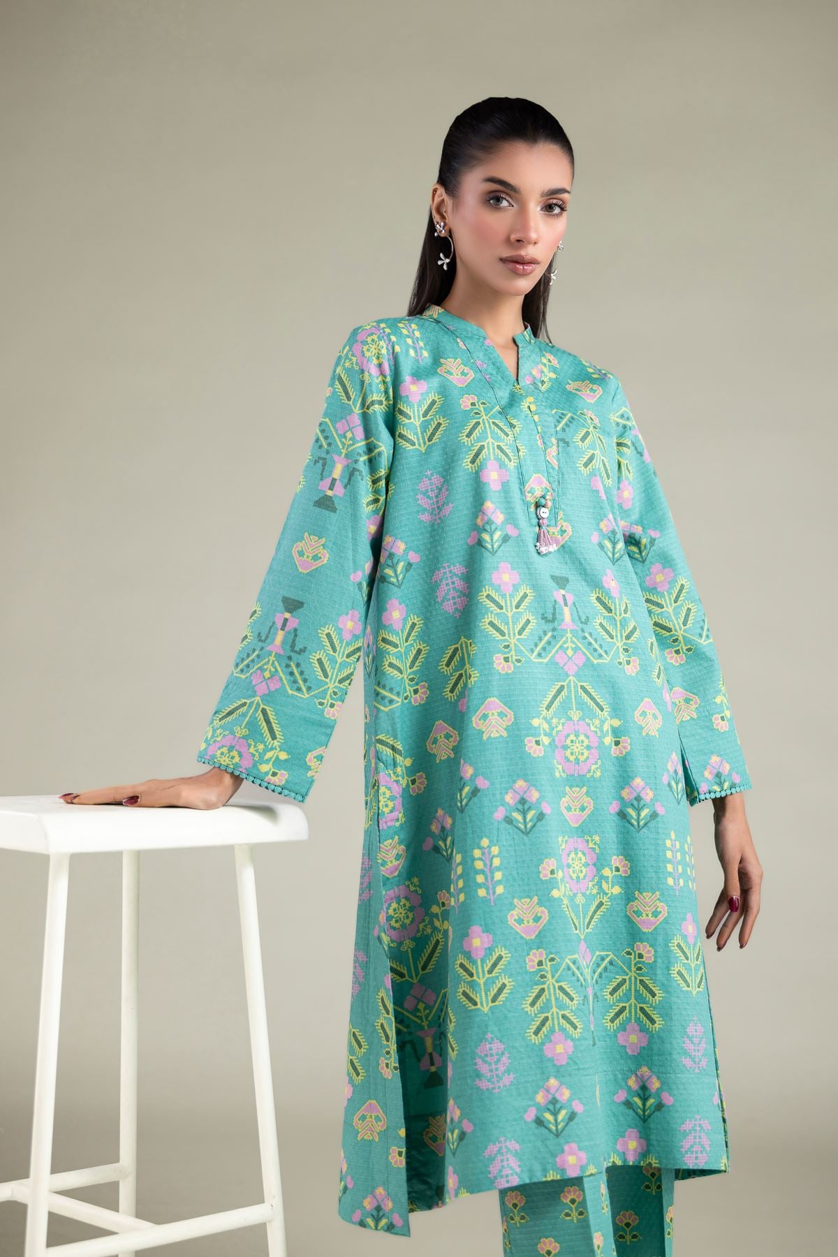 Printed Cotton Dobby Kurta - 25-00-X2-05TA-VG