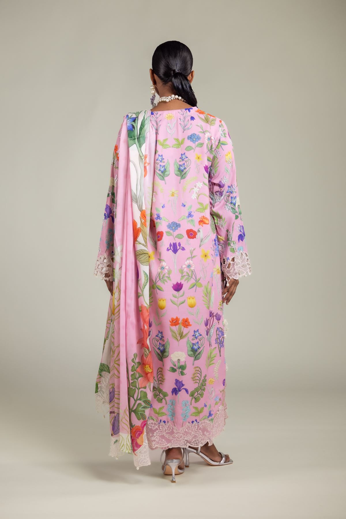 Raw Silk Floral Embroidered Suit - 2-26-105-A-D-VG