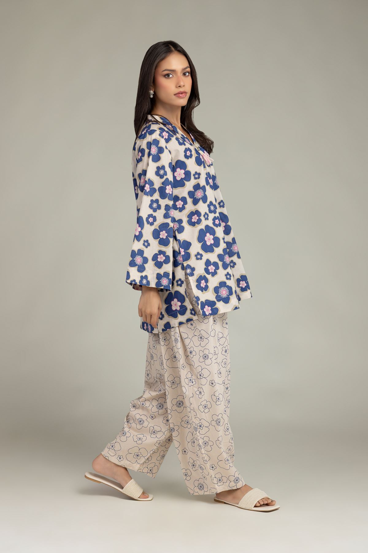 Printed Cambric Floral Beige Shalwar - 1-26-221-A-H2-VG