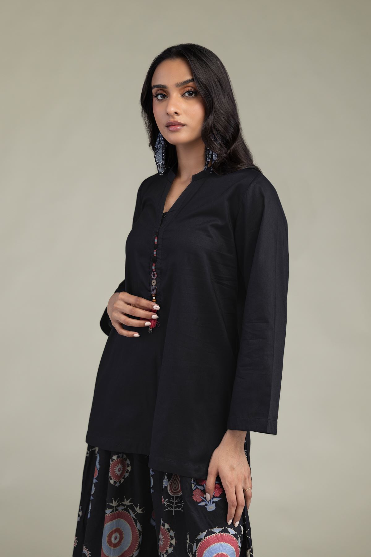 Printed Cambric Solid Black Kurta - R-1-26-114-B-C-VG
