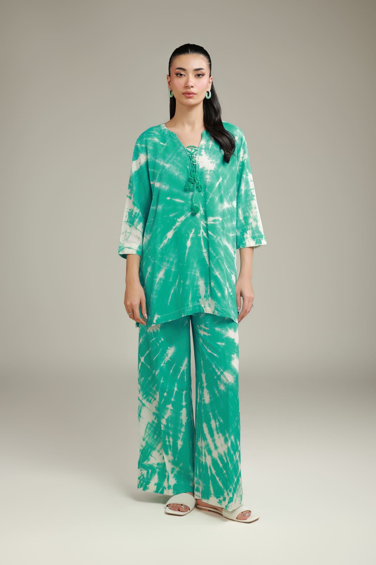Printed Raw Silk Printed Co-ord Set - R-EKT24106-VG