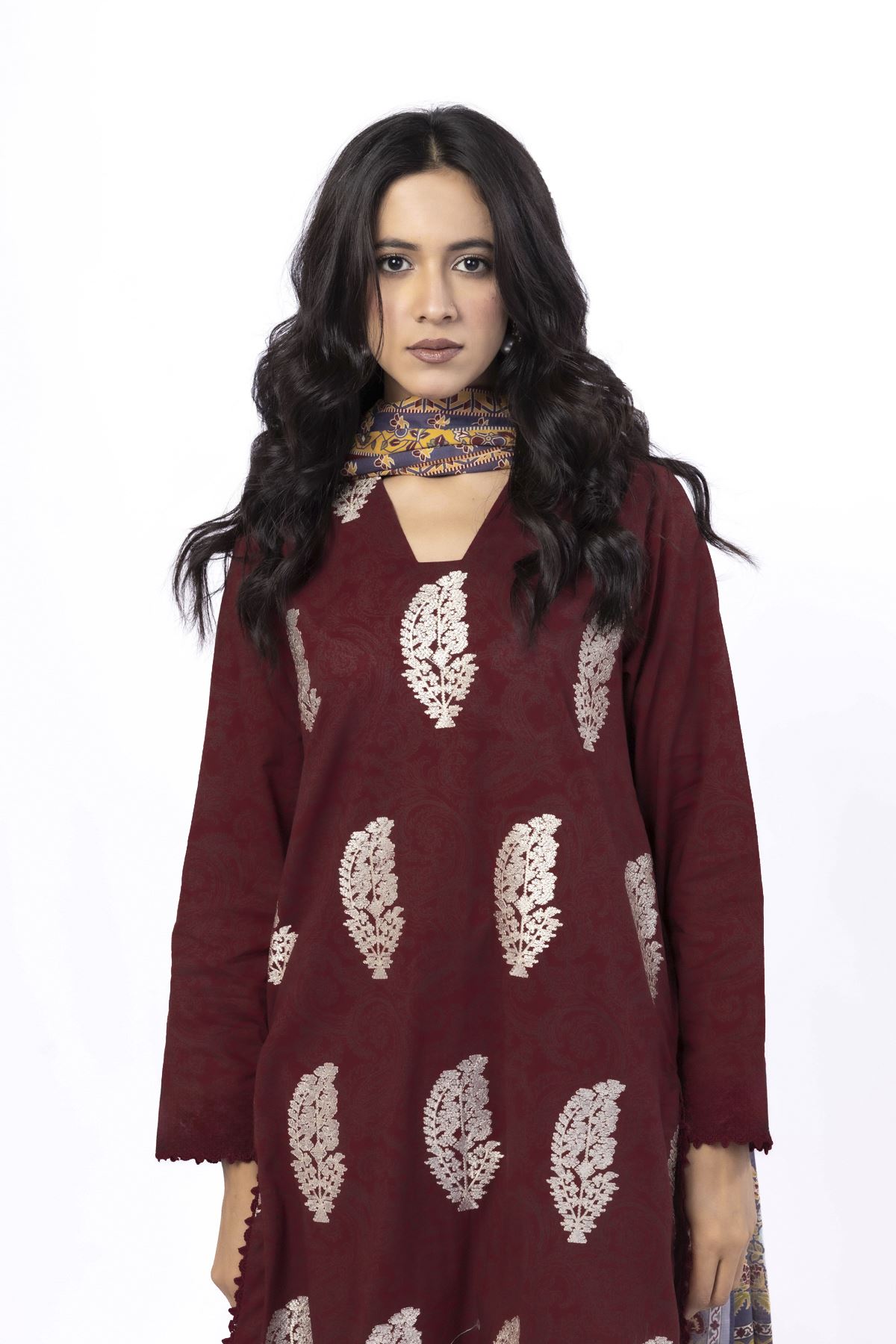 Embroidered Cotton Tailored 3 Piece - 1-26-103-A-A-VG