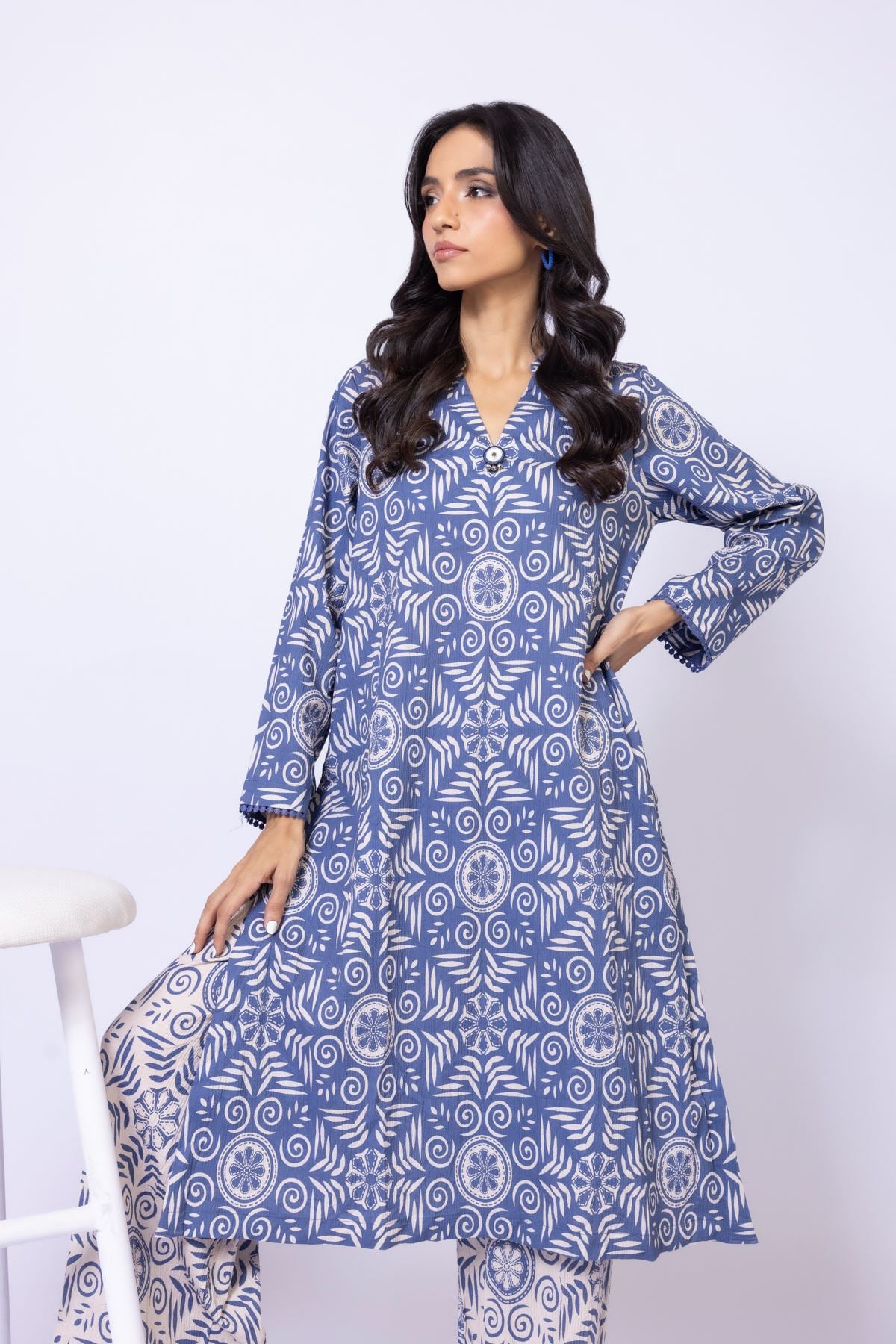 Printed Cotton Crinkle Kurta - 25-09-10E8-06TA-VG