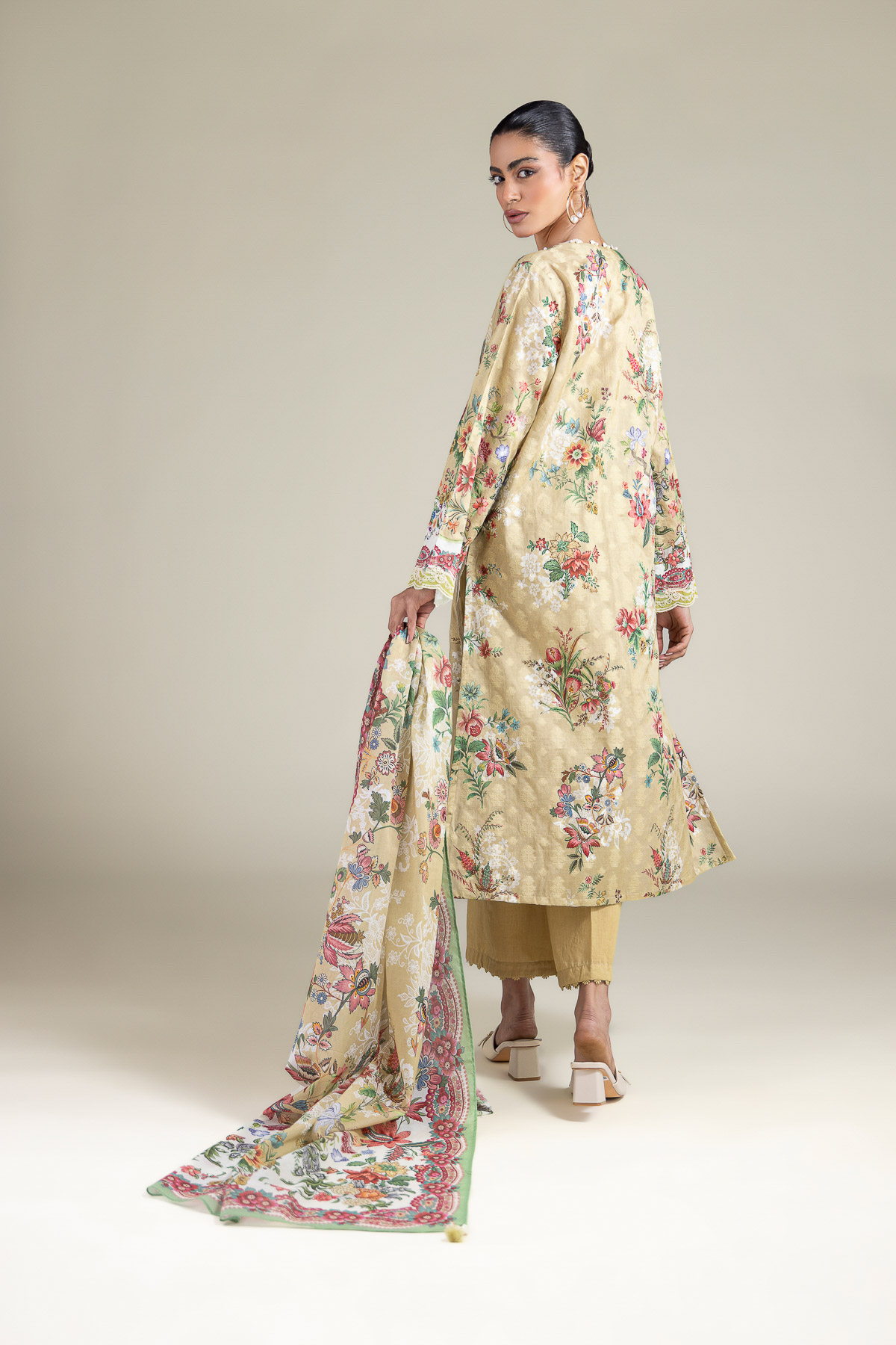 Embroidered Broshia Fabrics 3 Piece - 1-26-102-A-F-VG