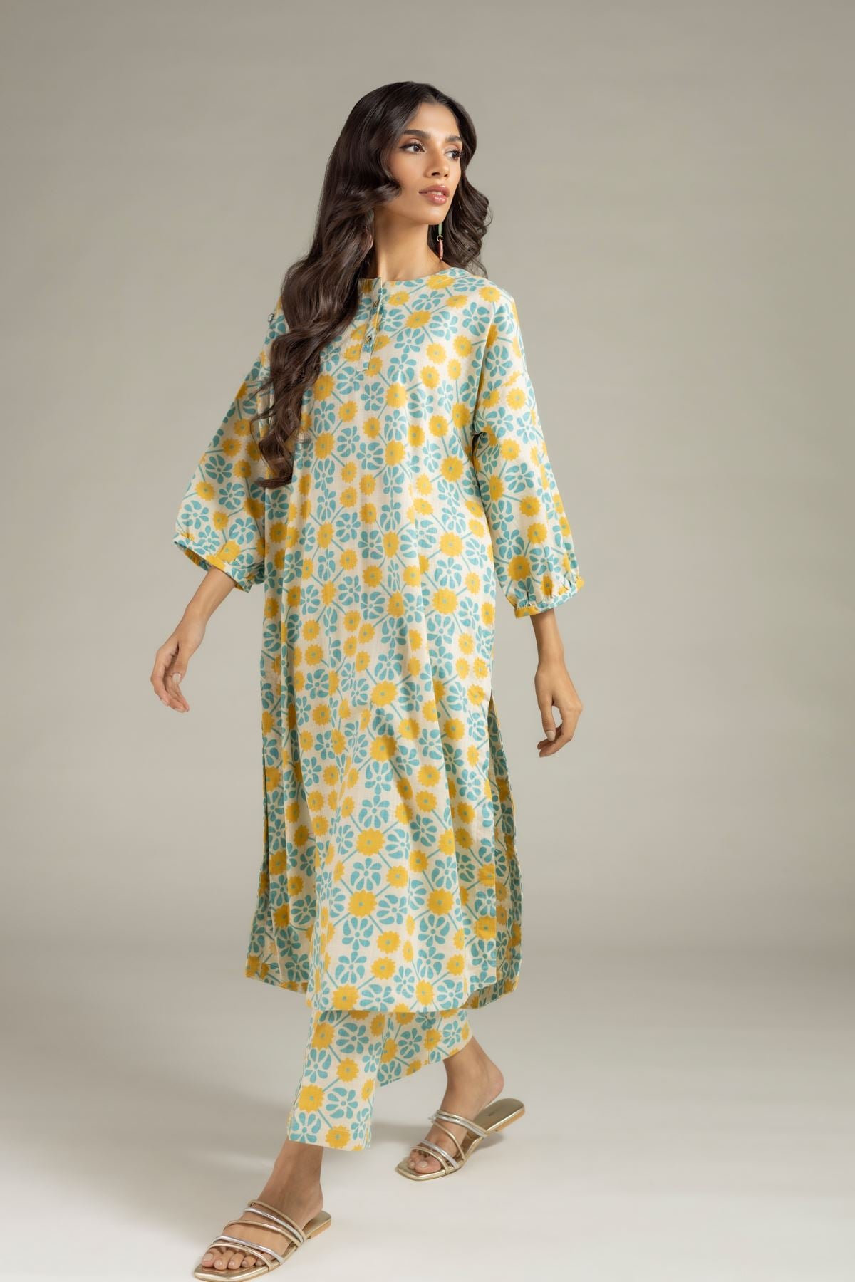 Printed Heavy Textured Cotton Kurta - 25-10-12E9-02TA-VG