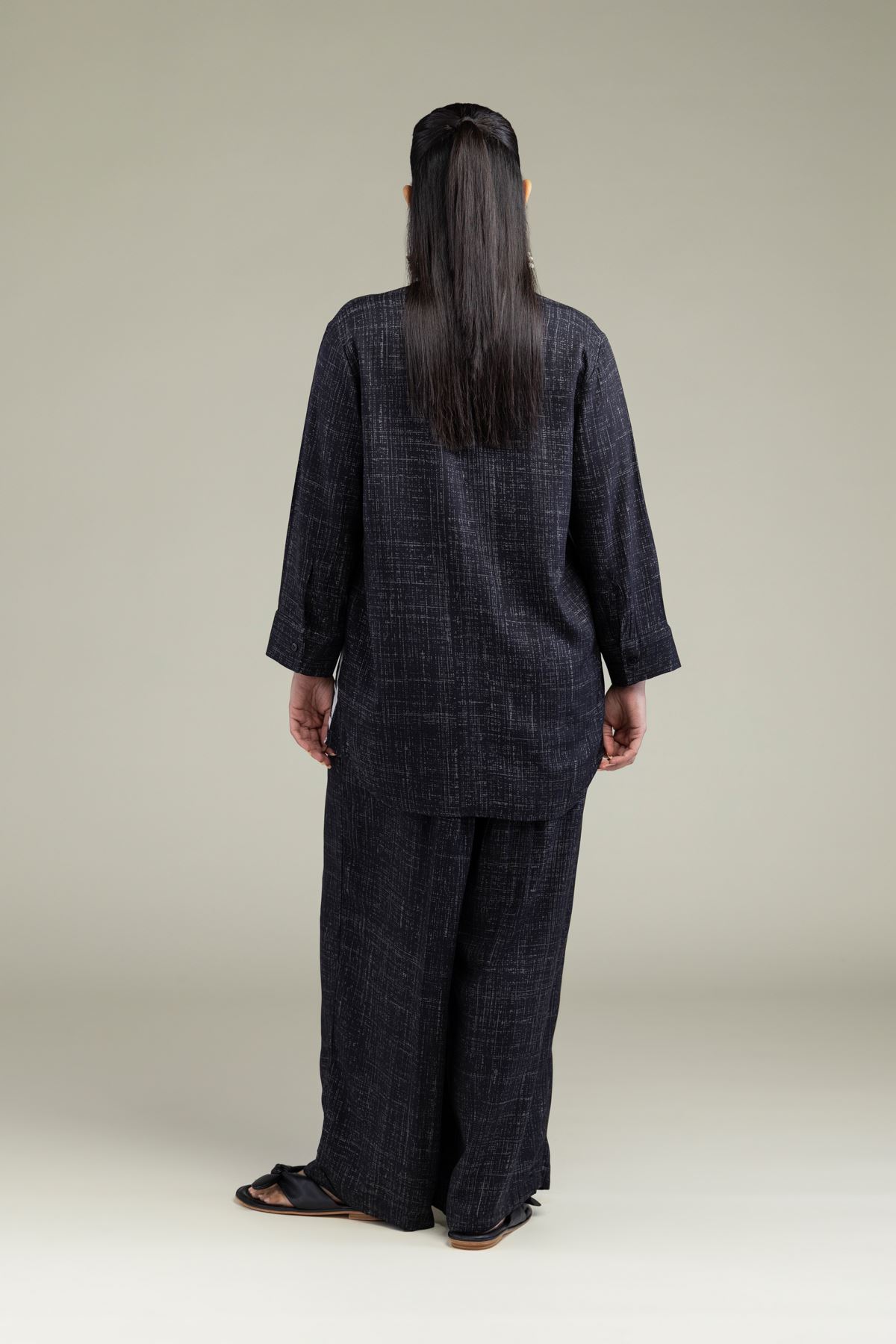 Printed Viscose Crepe Black Viscose Shirt - 25-09-12E2-03TA-VG