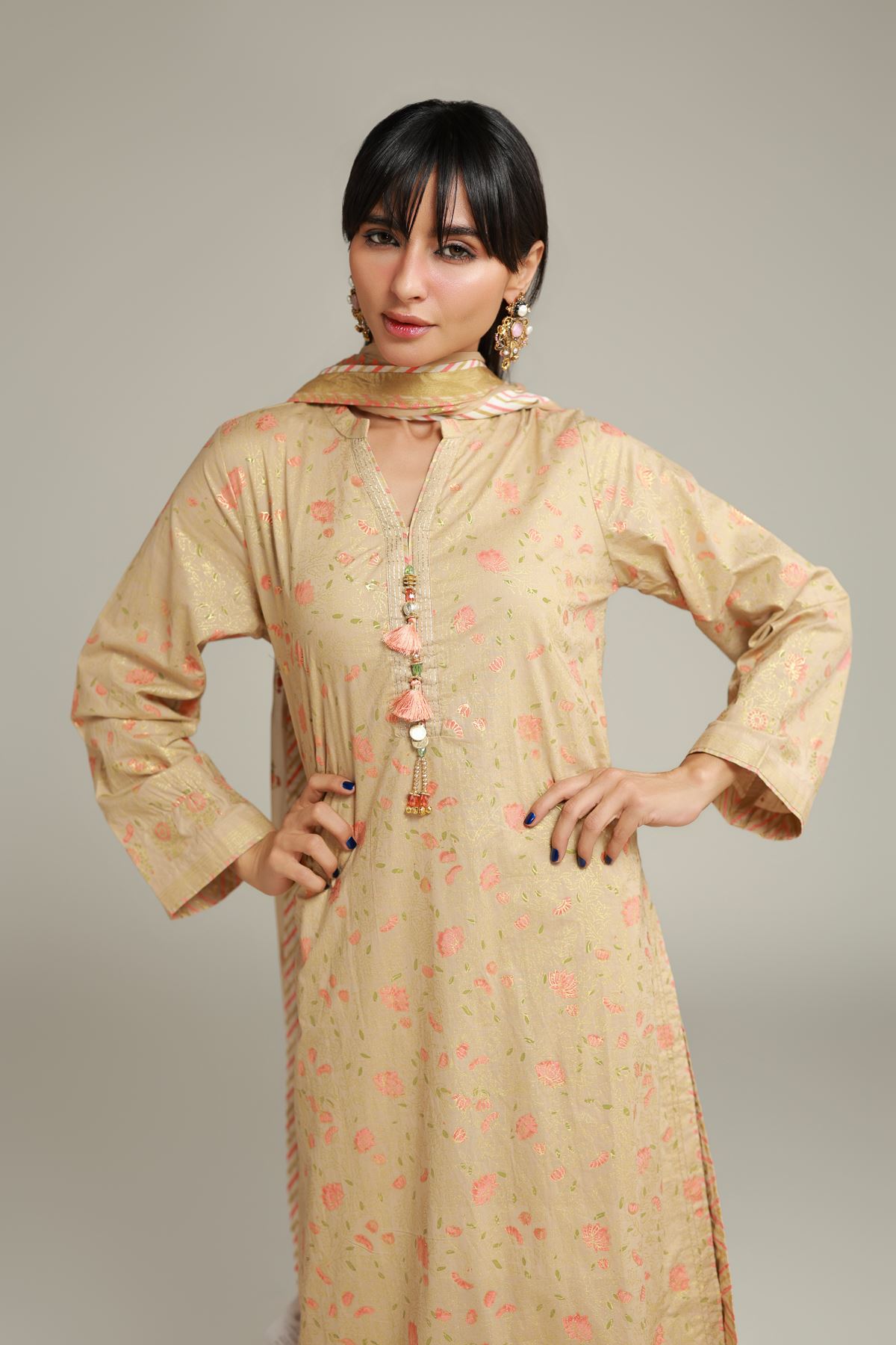 Printed Cambric 3-piece Tailored Set - 6-26-201-A-I1-VG