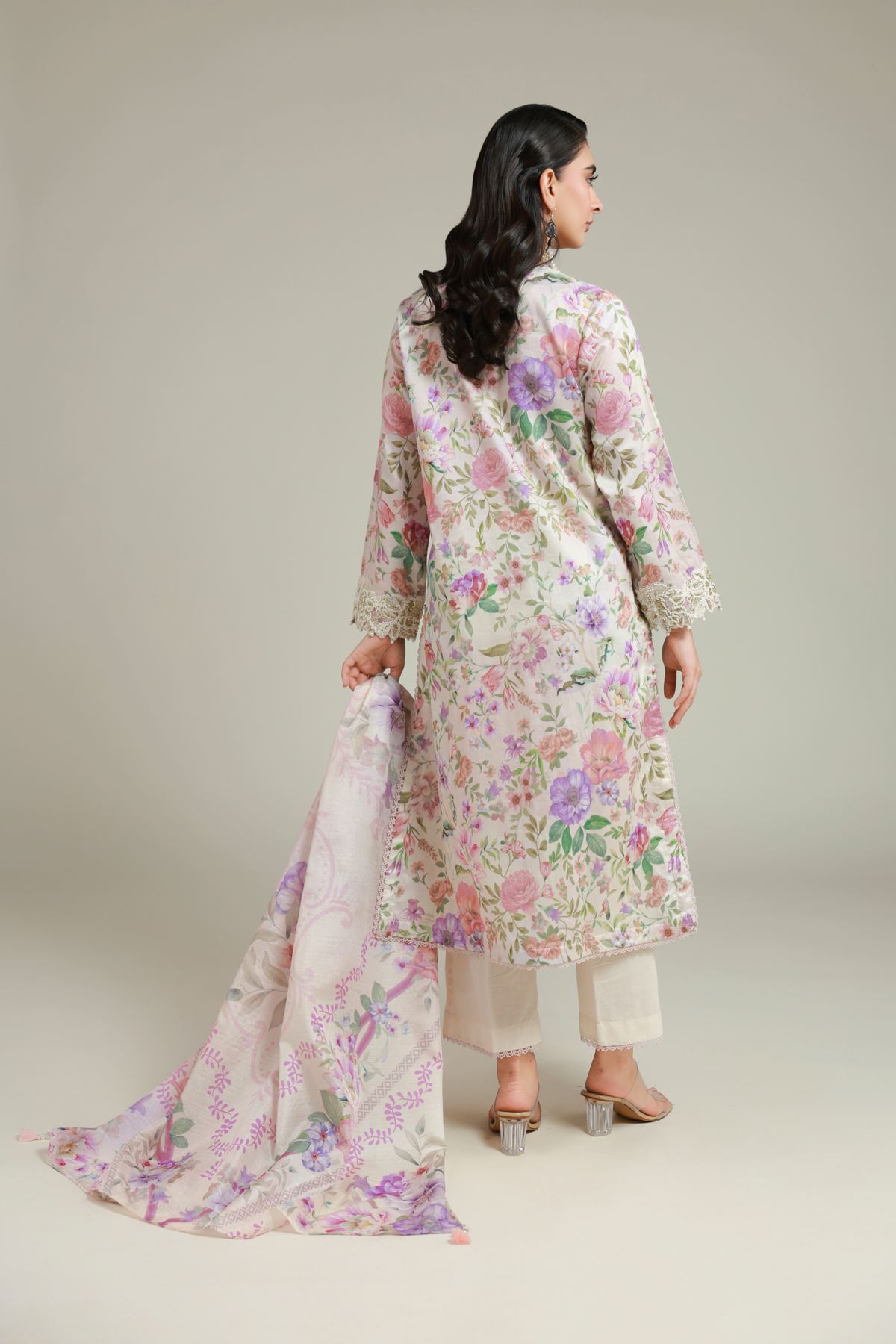 Printed Satin Tailored 3 Piece - T-A22-26-108FI-VG