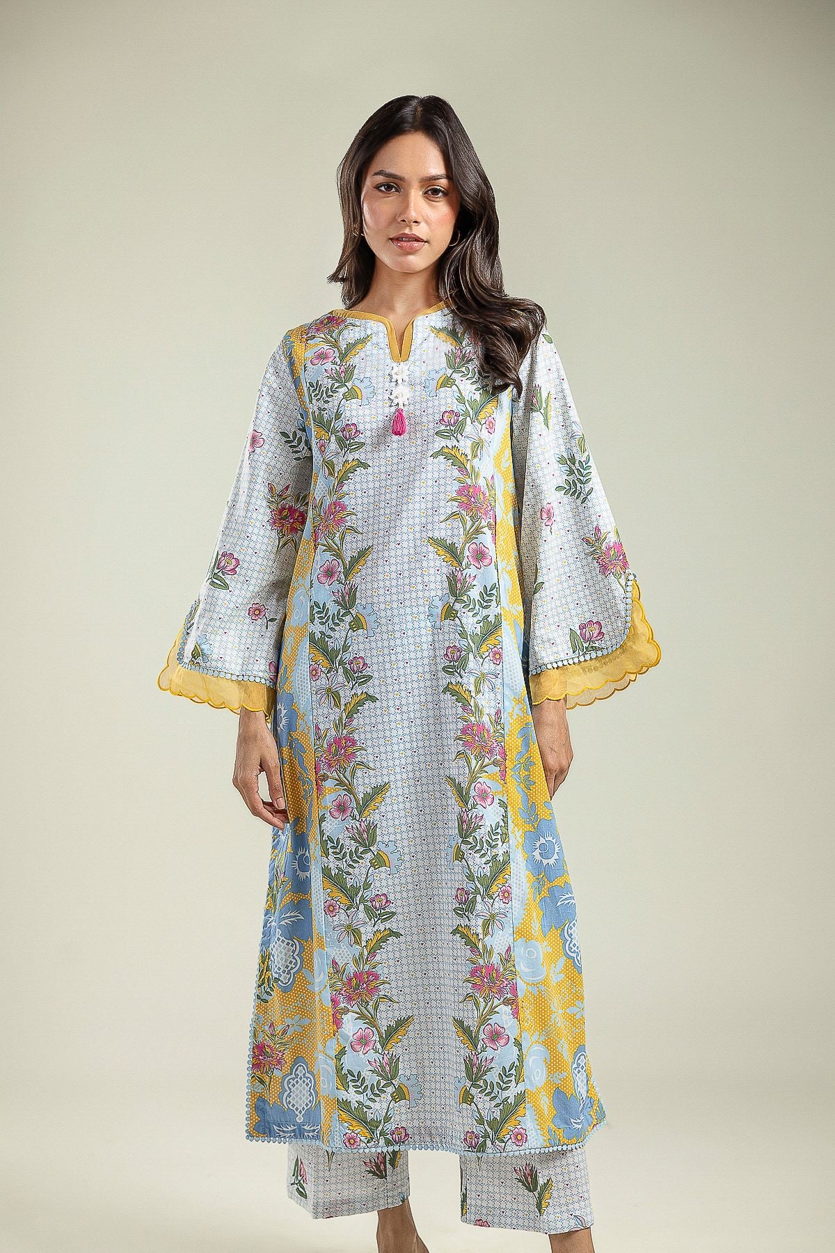Printed Cambric Floral Cambric Kurta - 26-01-2E1-01TA-VG