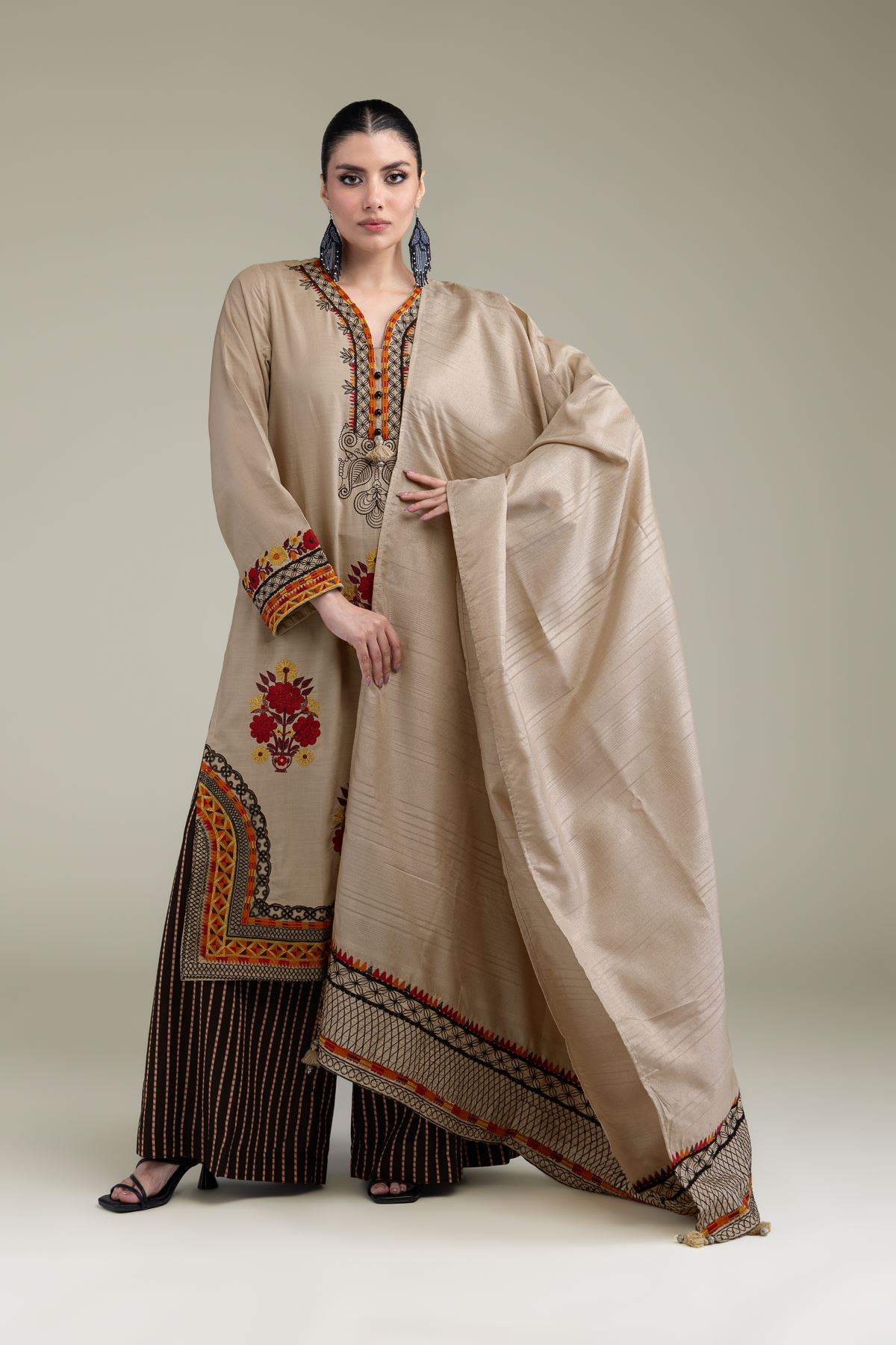 Embroidered Polyester Silk Silk Dupatta - 2-26-204-A-A1-VG