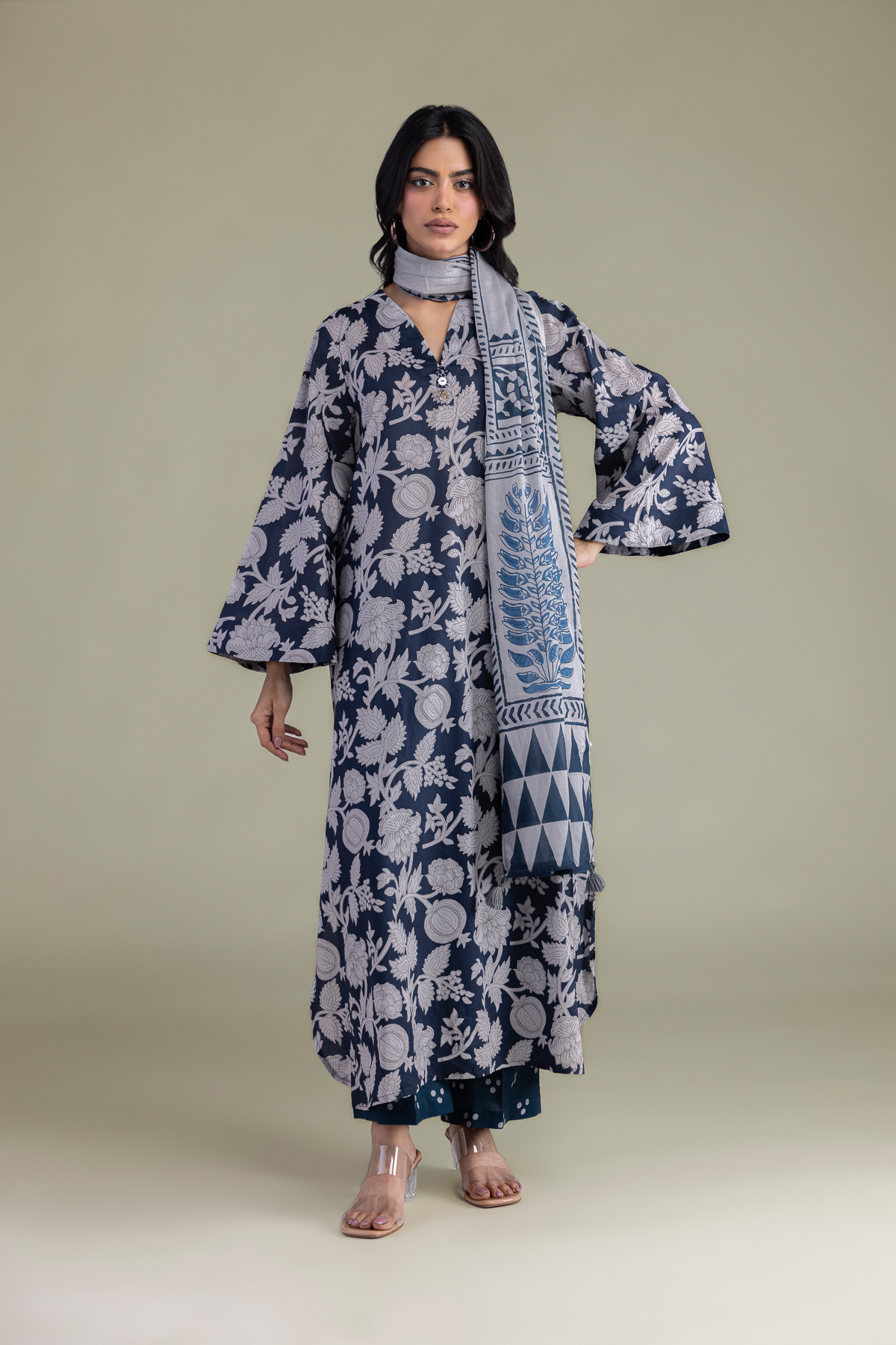 Printed Lawn Printed Cambric Dupatta - 1-26-102-A-F-VG