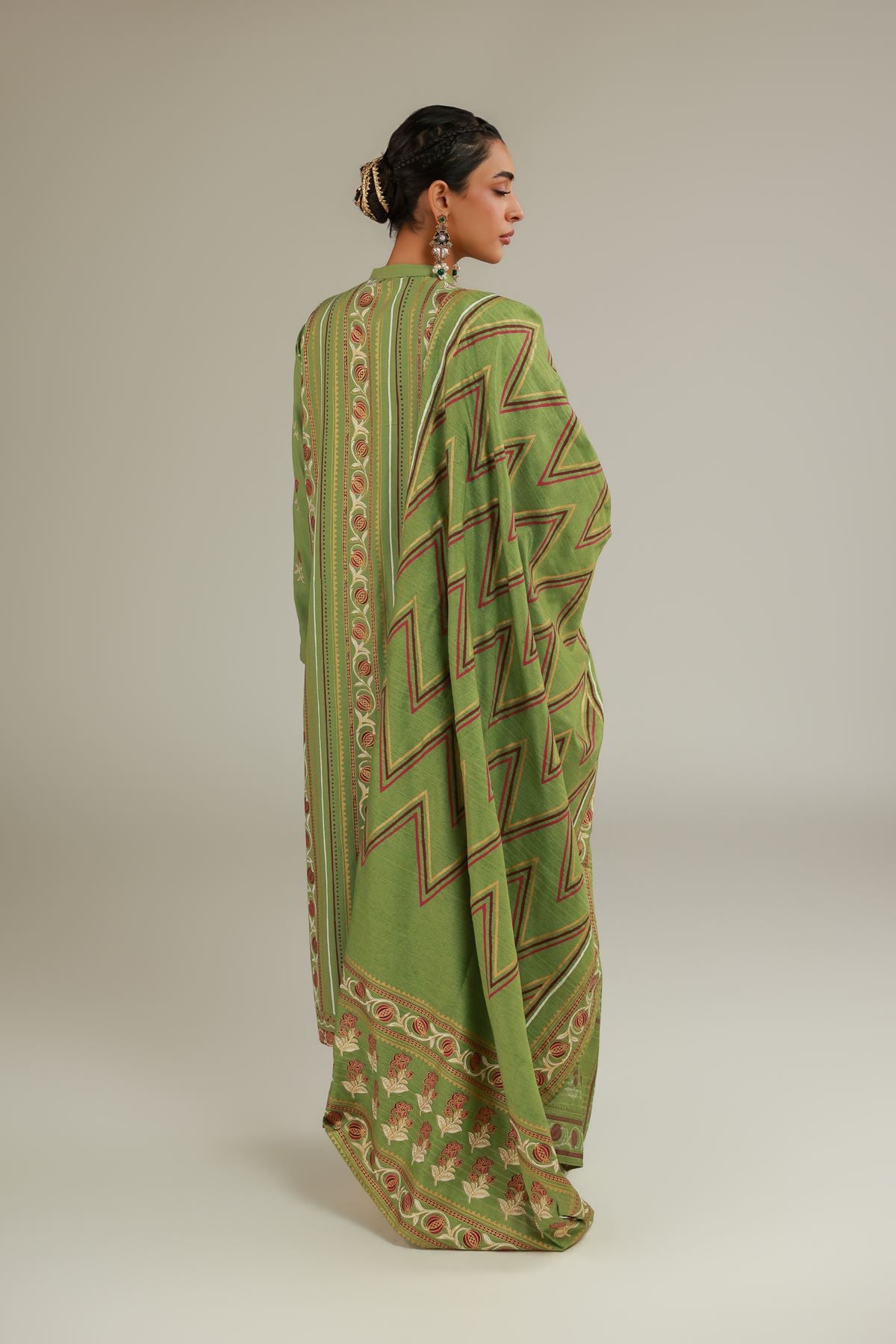 Raw Silk 3 Piece Co-ord Set - 25-12-12S4-09TA-VG