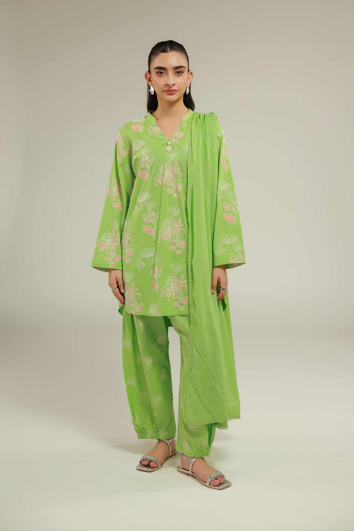 Lawn Floral Summer Dupatta - 1-26-133-A-F-VG
