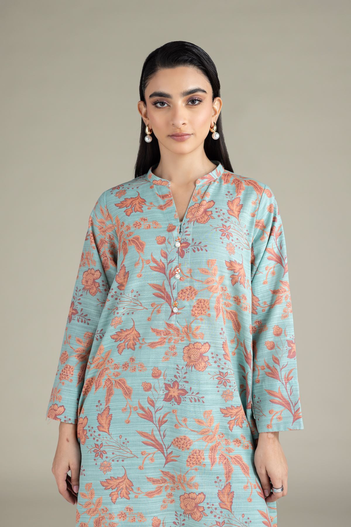 Printed Textured Cotton Kurta - 25-09-9S1-04TA-VG