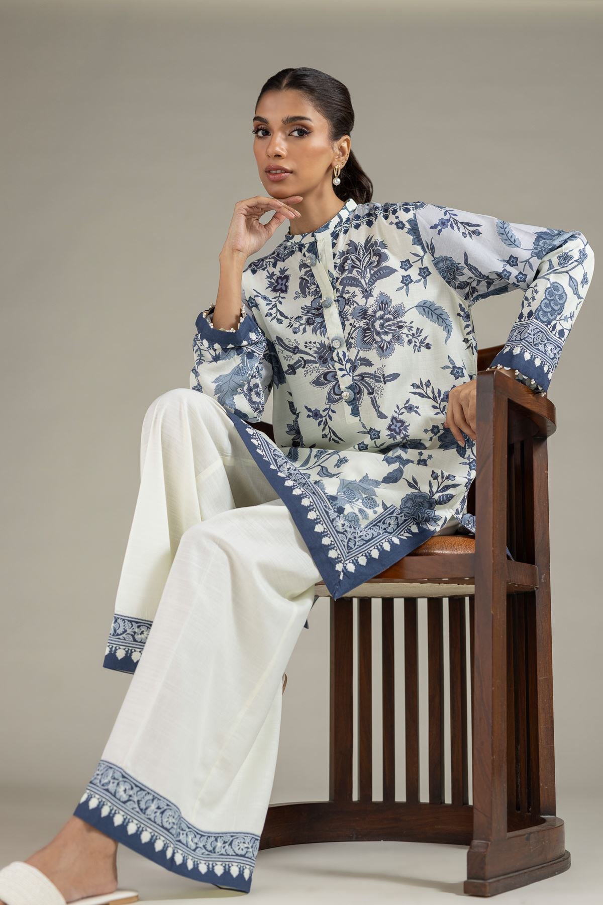 Printed Raw Silk Kurta - OTD4-EX22-10TA-VG