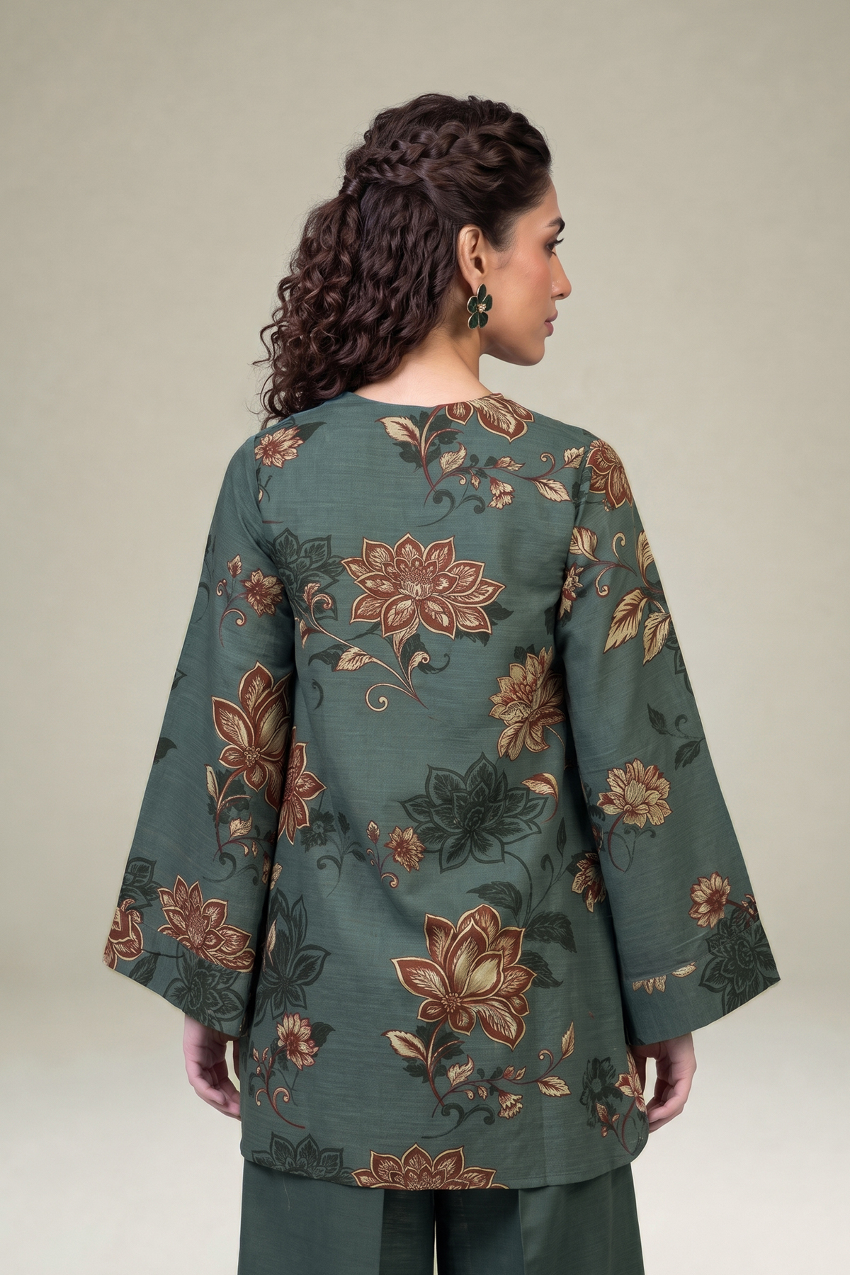 Printed Light Khaddar Floral Khaddar Kurta - 1-26-415-A-F2-VG