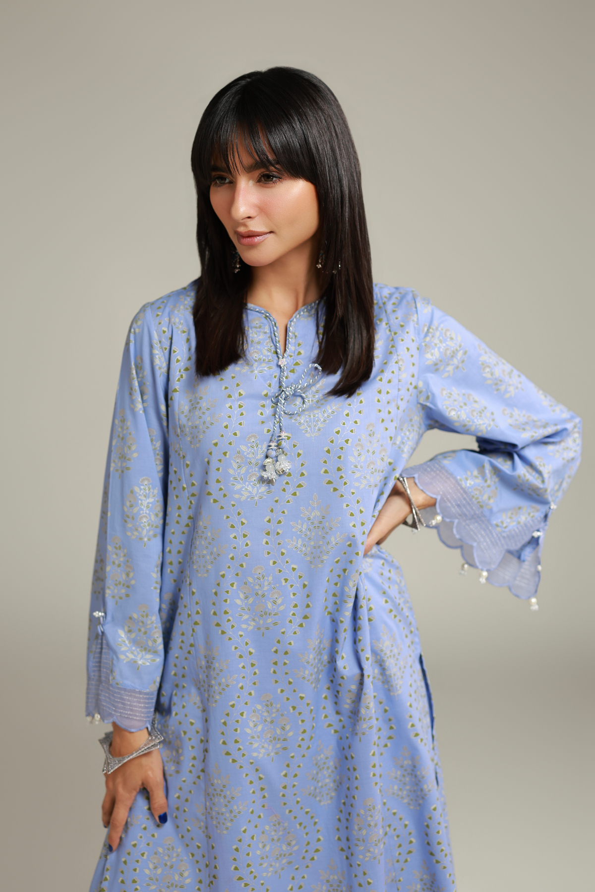 Printed Cambric Cambric Kurta - 8-26-202-A-A1-VG