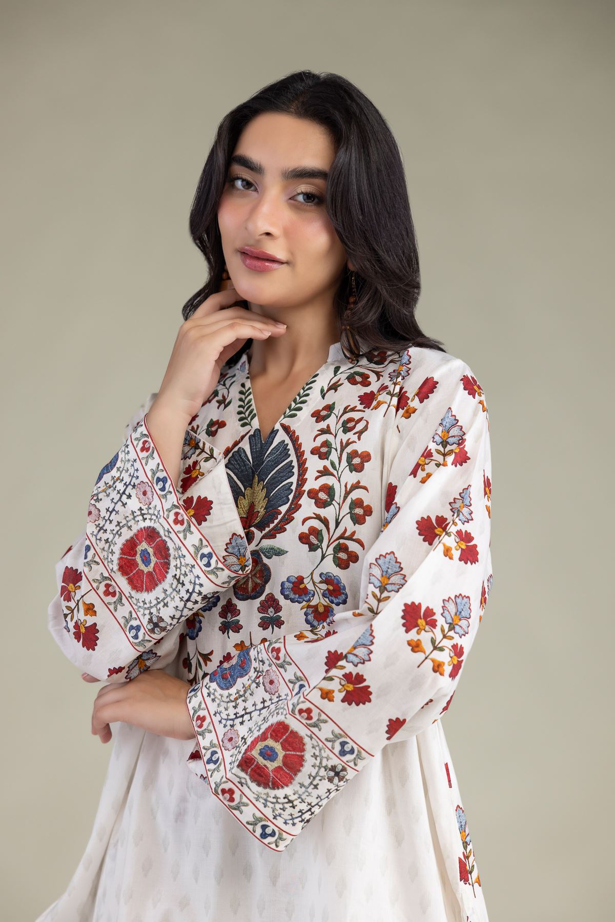 Printed Cambric White Cambric Kurta - 1-26-314-B-A1-VG