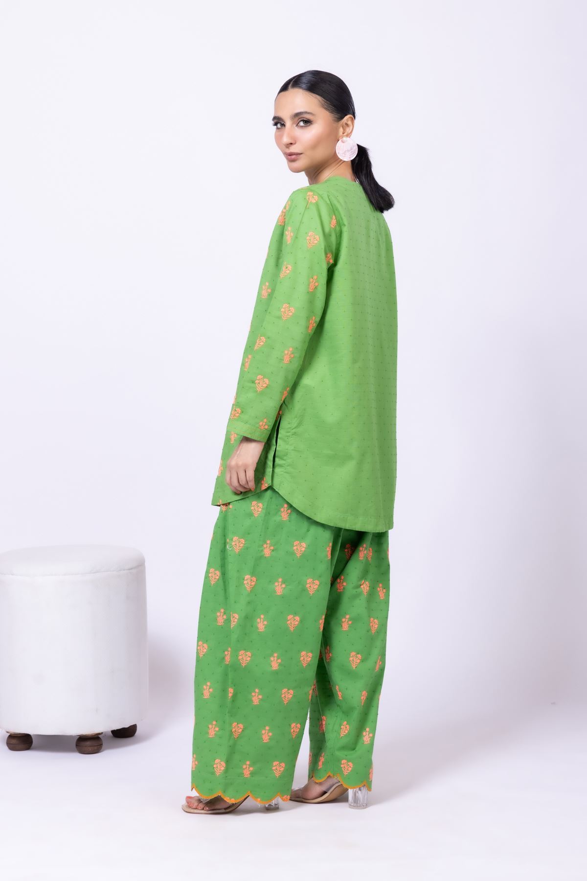Embroidered Cross Slub Broshia Kurta - 1001898804
