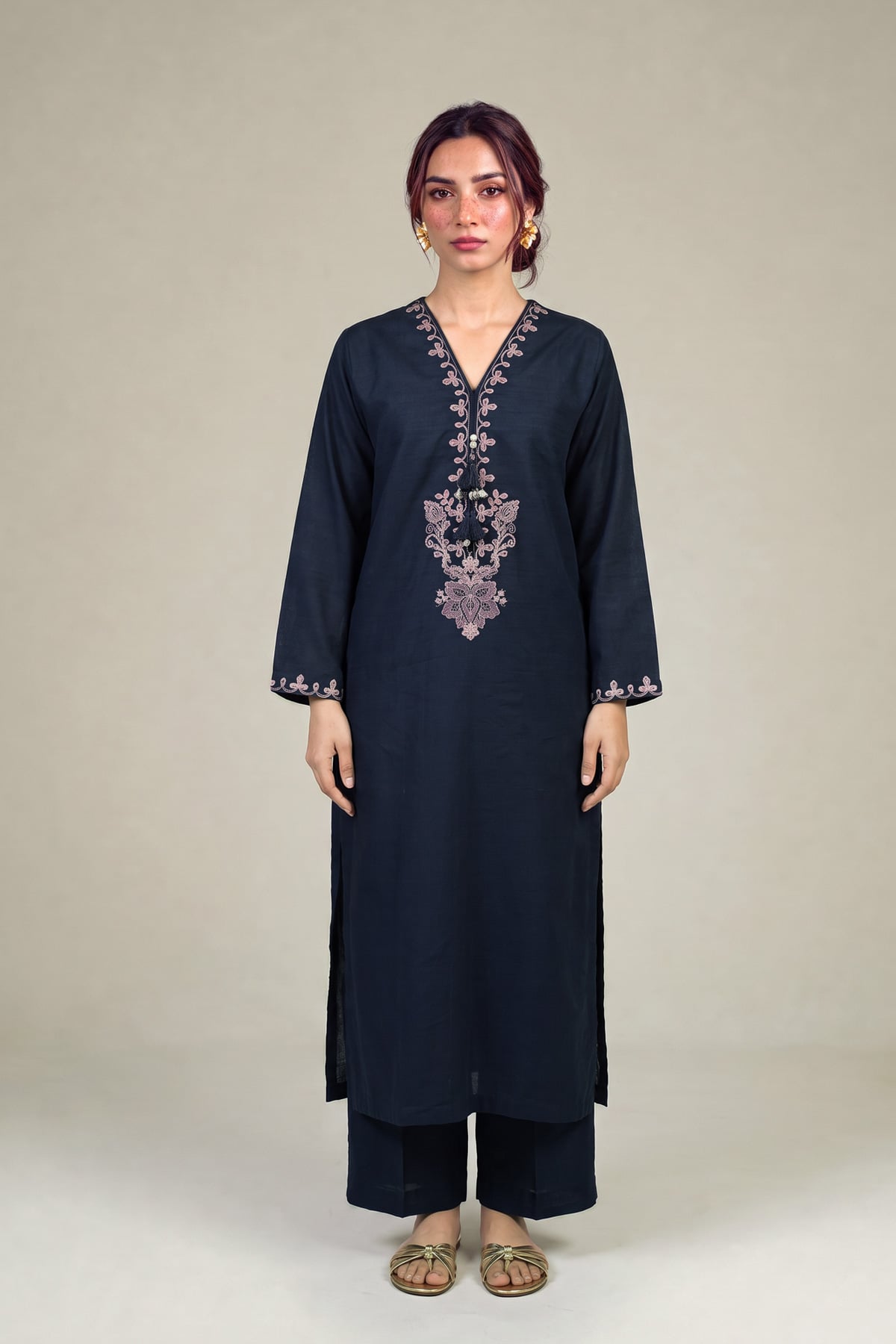 Embroidered Light Khaddar Fabrics 2 Piece | Top and Bottom - 1-26-457-A-C2-VG