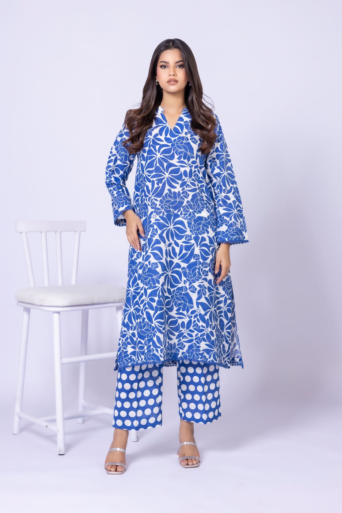 Printed Textured Cotton Pants - 25-10-11E4-08TA-VG