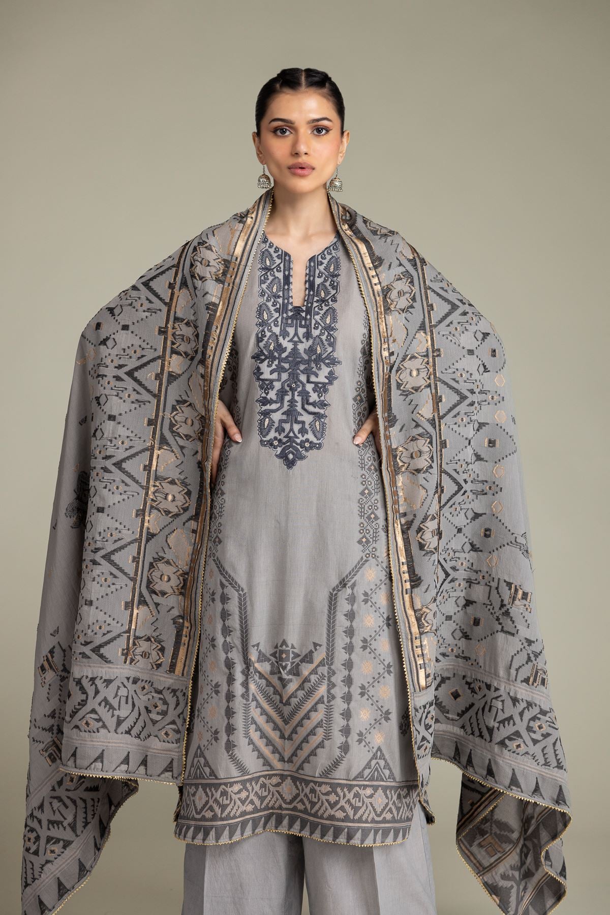 Embroidered Jacquard Tailored 3-piece Jacquard - 1-26-102-A-F-VG