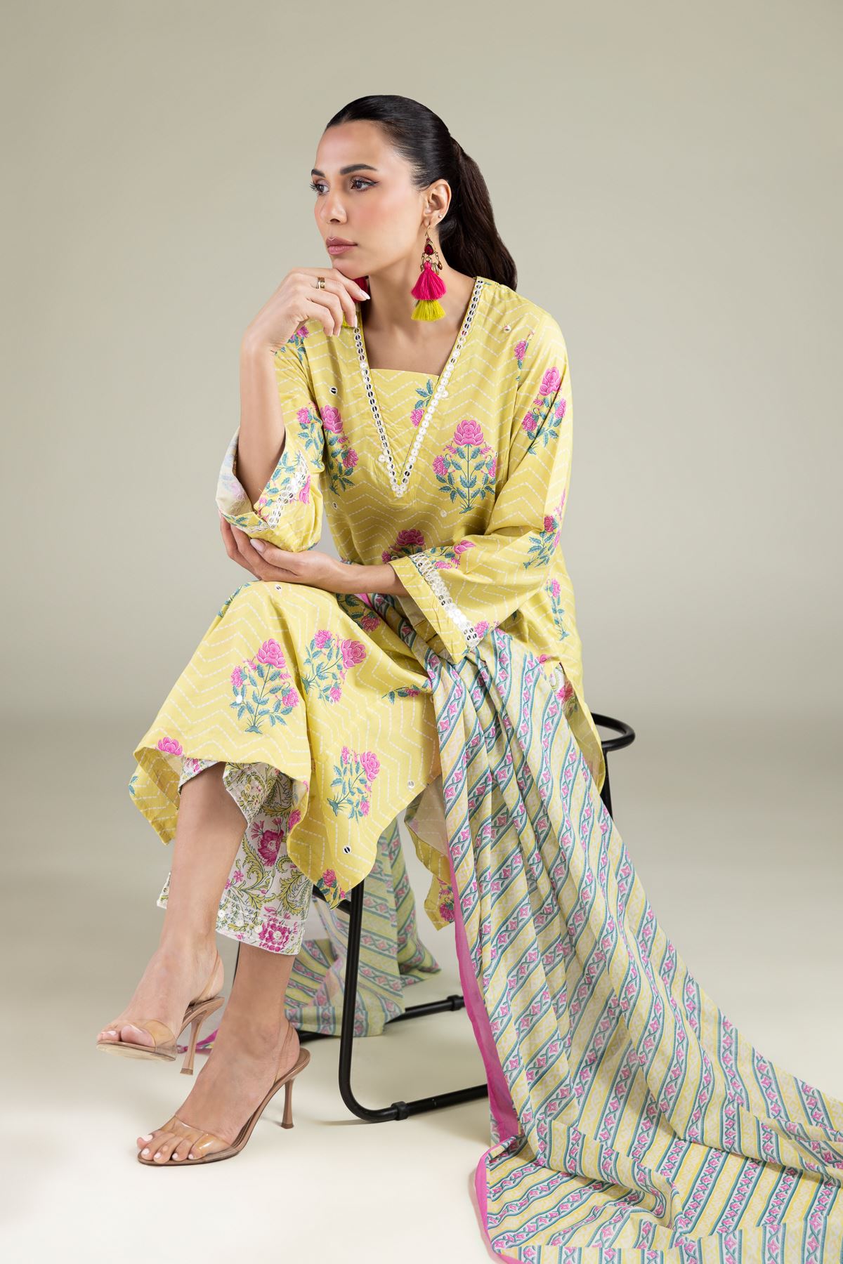 Embroidered Cotton Viscose Long Printed Kurta - 25-09-10E2-06TA-VG