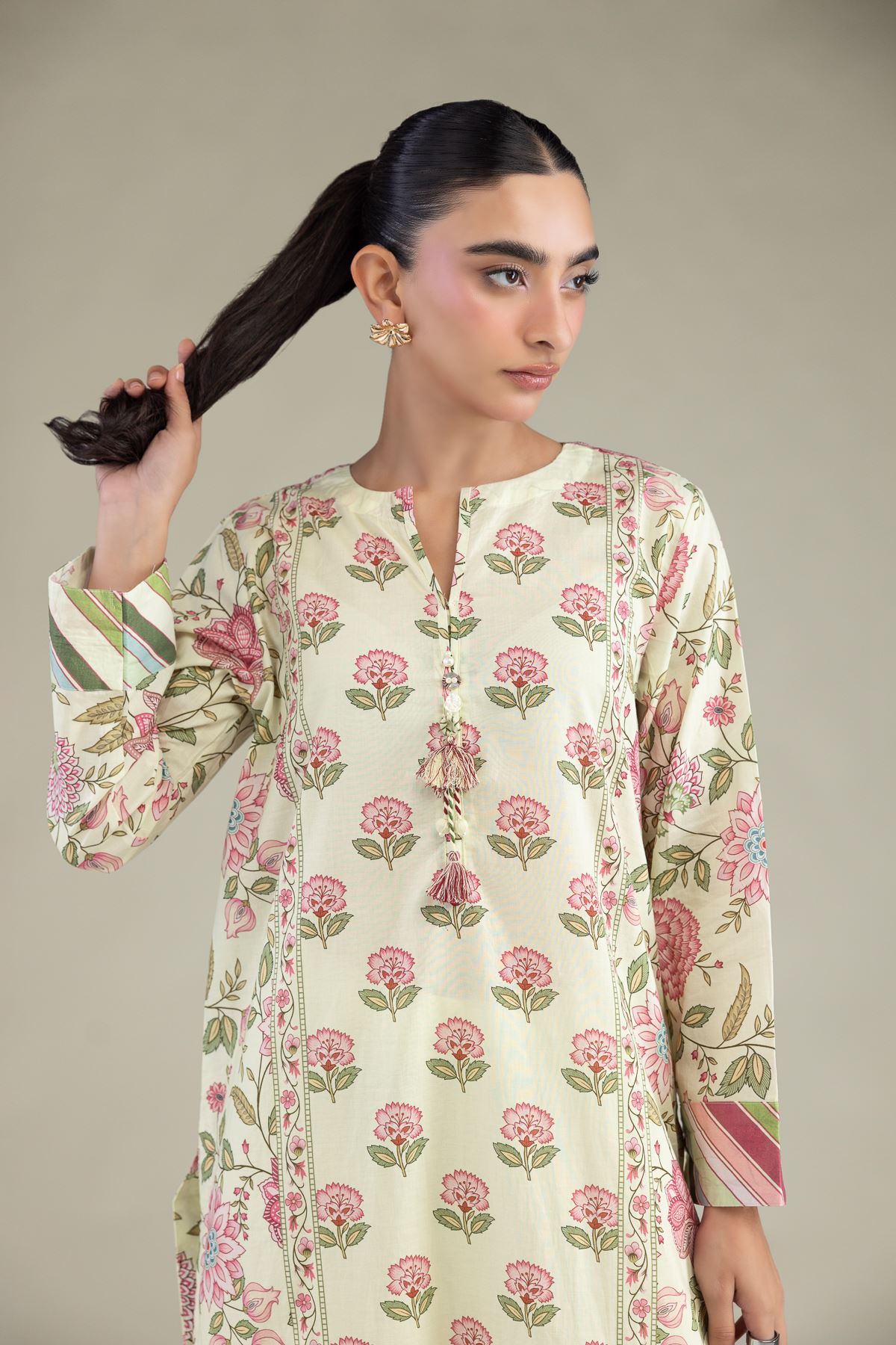 Printed Cambric Floral Cambric Kurta - 1-26-250-B-H1-VG