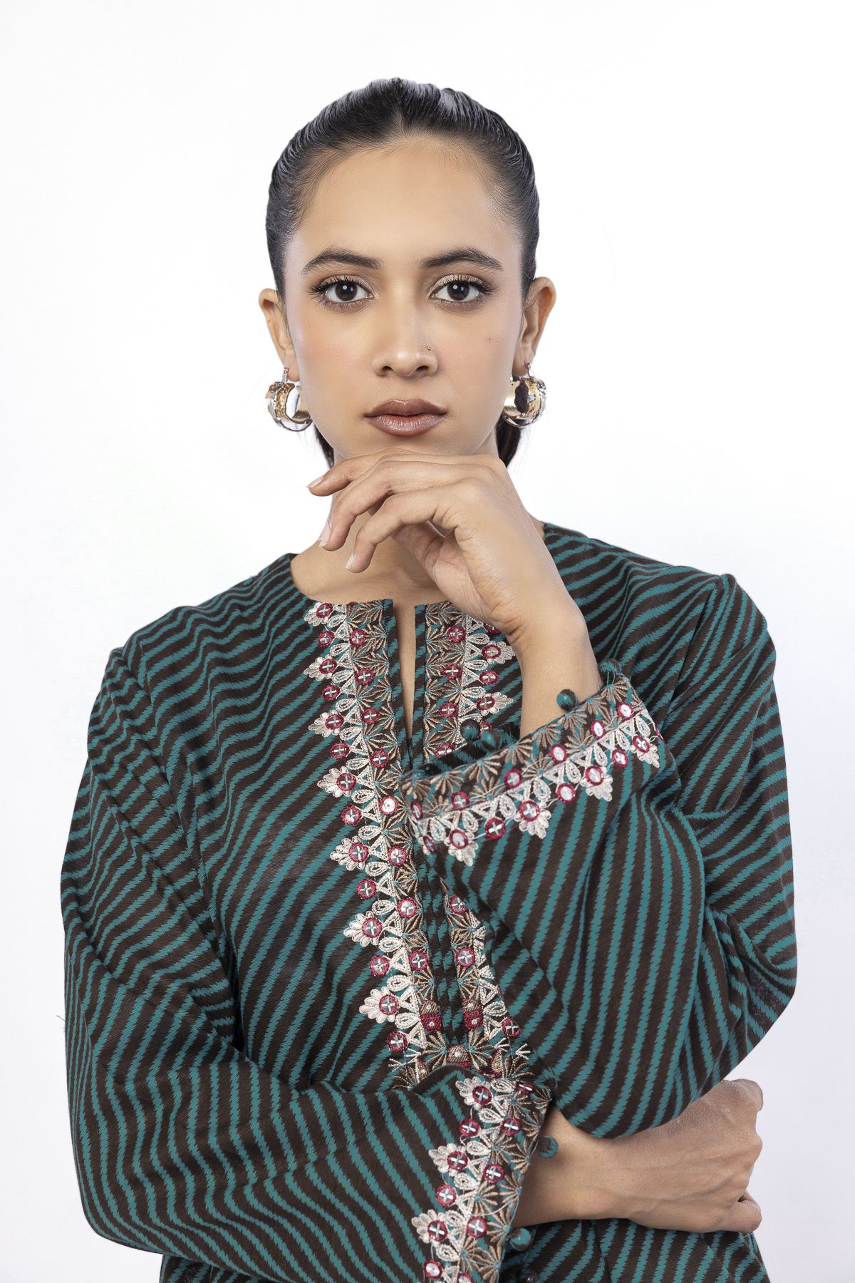 Embroidered Khaddar Fabrics 2 Piece | Top and Bottom - 1001902137