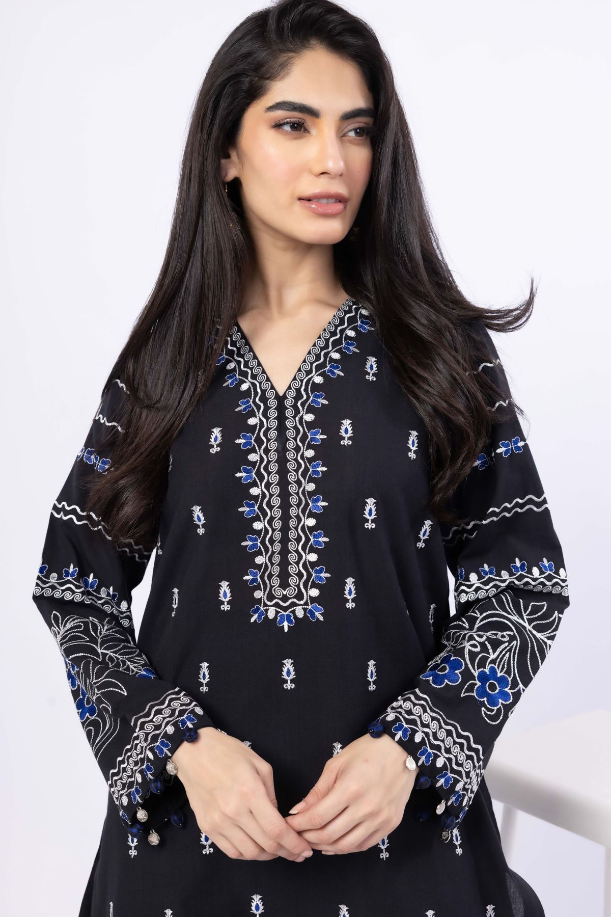 Embroidered Handwoven Cotton Kurta - 25-09-10E5-03TB-VG