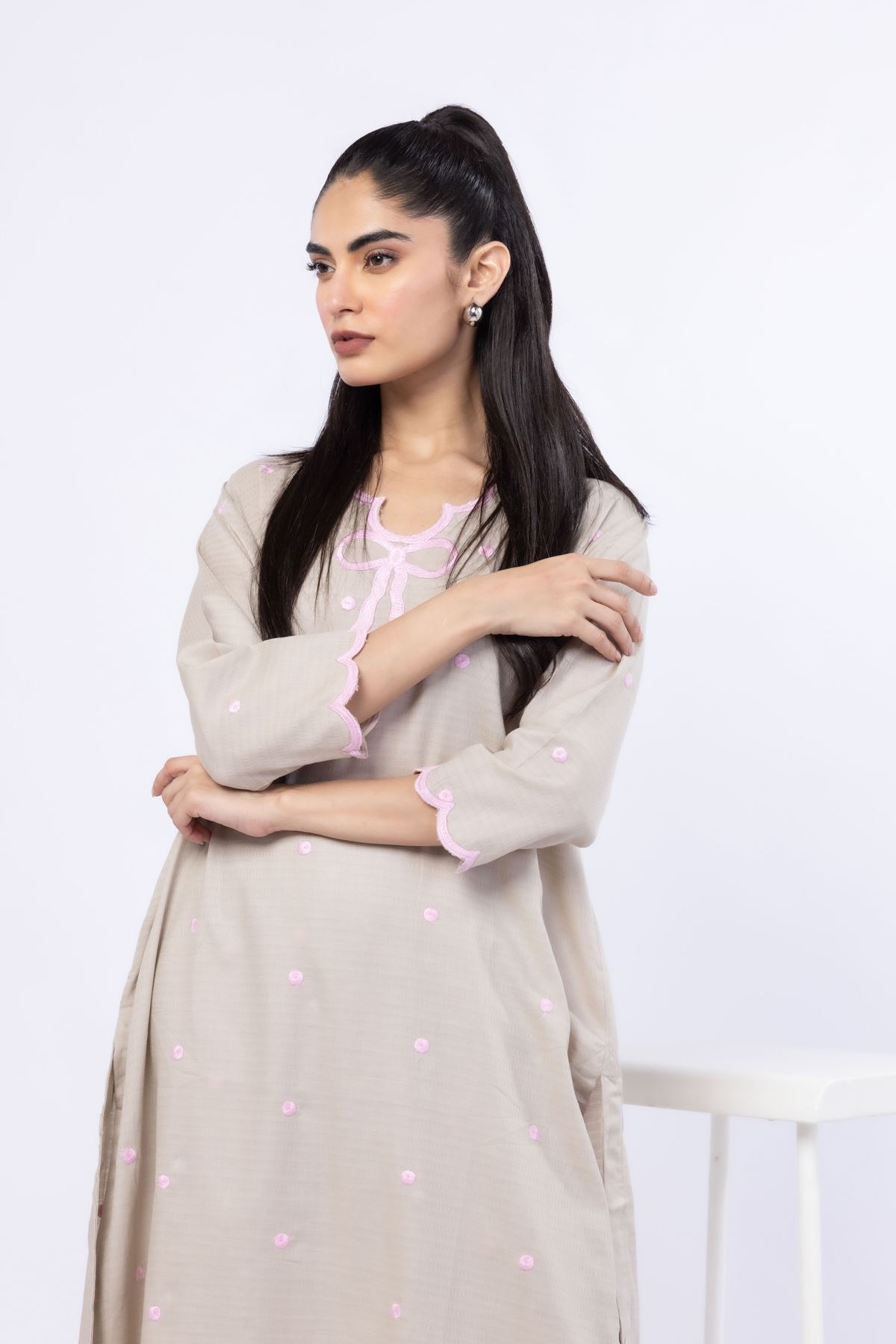 Embroidered Cotton Dobby Kurta - 25-09-9S3-07TB-VG