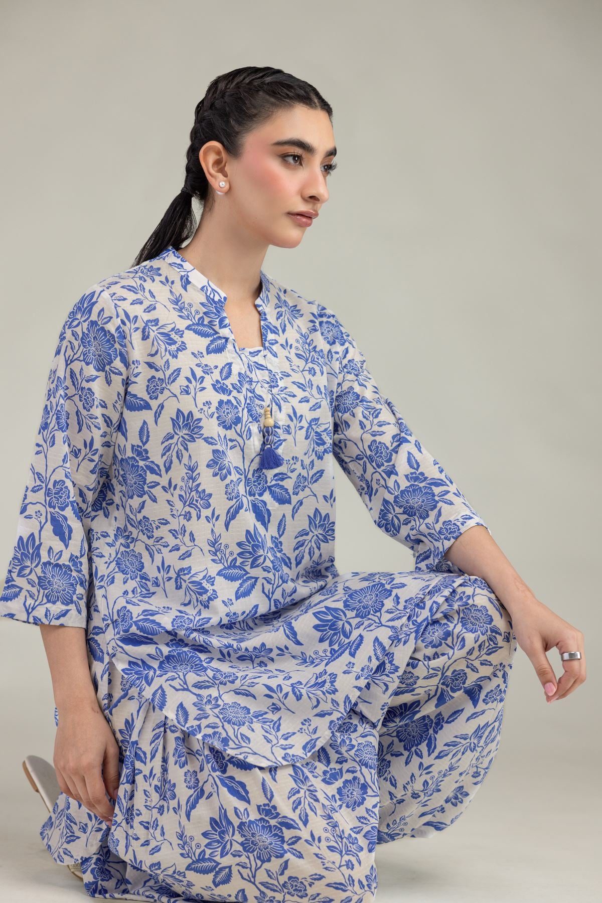 Printed Cotton Dobby Floral Cotton Kurta - 2-26-203-A-G1-VG