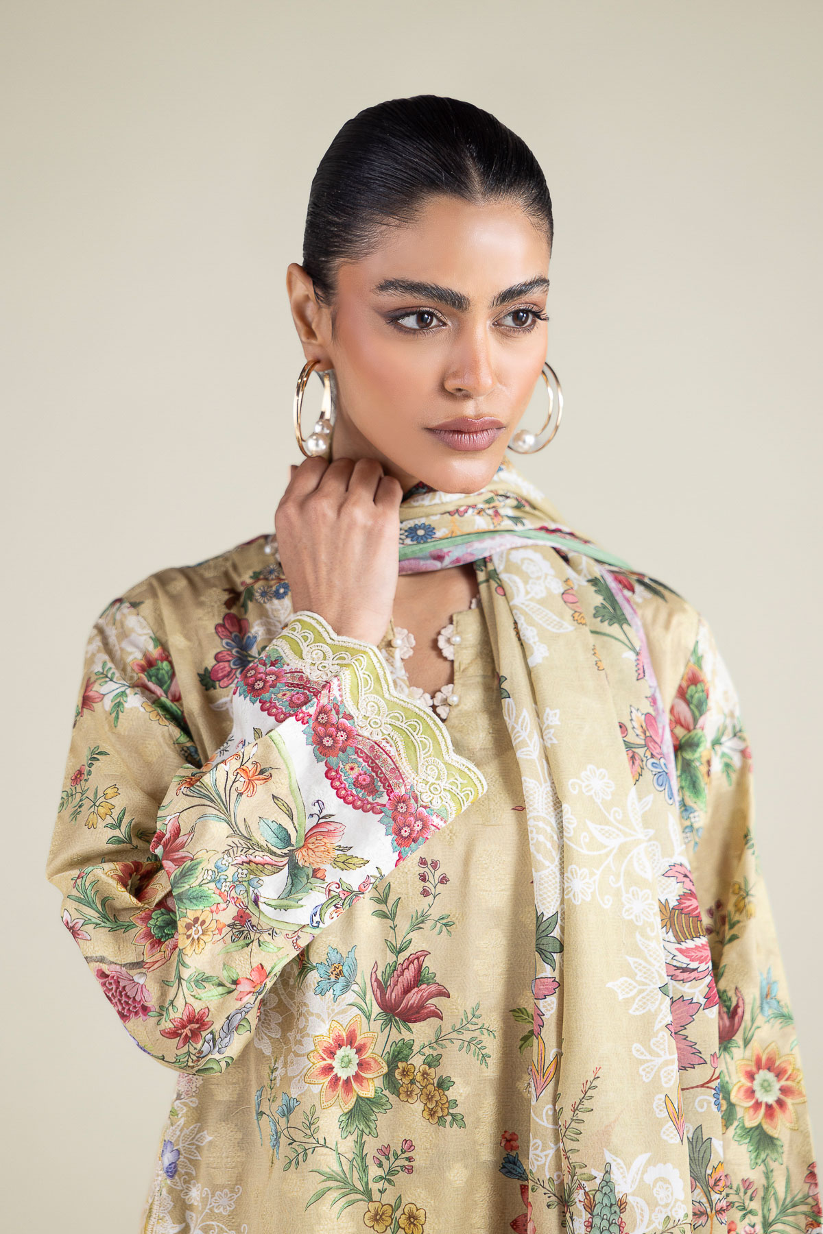 Embroidered Broshia Fabrics 3 Piece - 1-26-102-A-F-VG