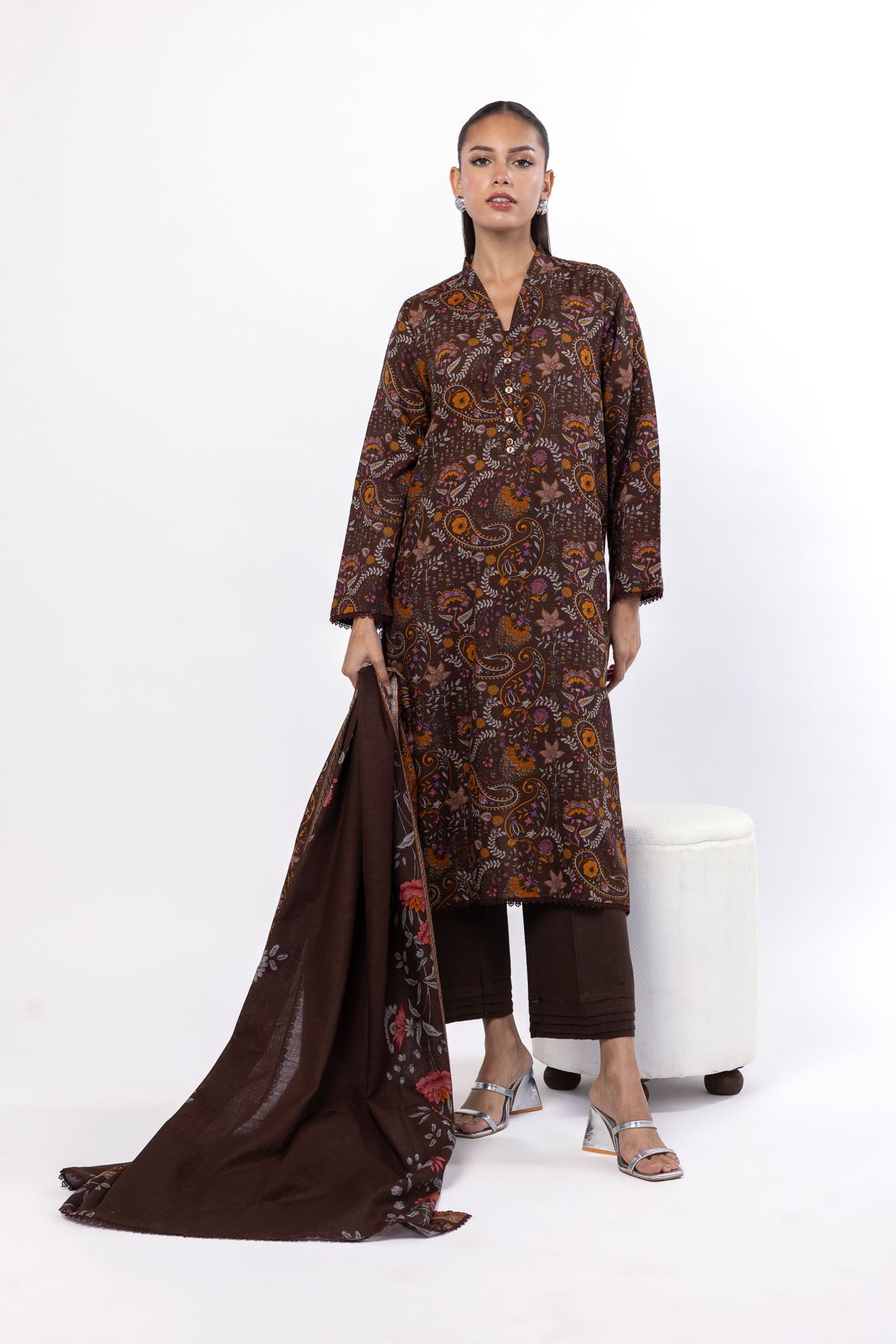 Printed Khaddar Fabrics 3 Piece - KW31A-VG