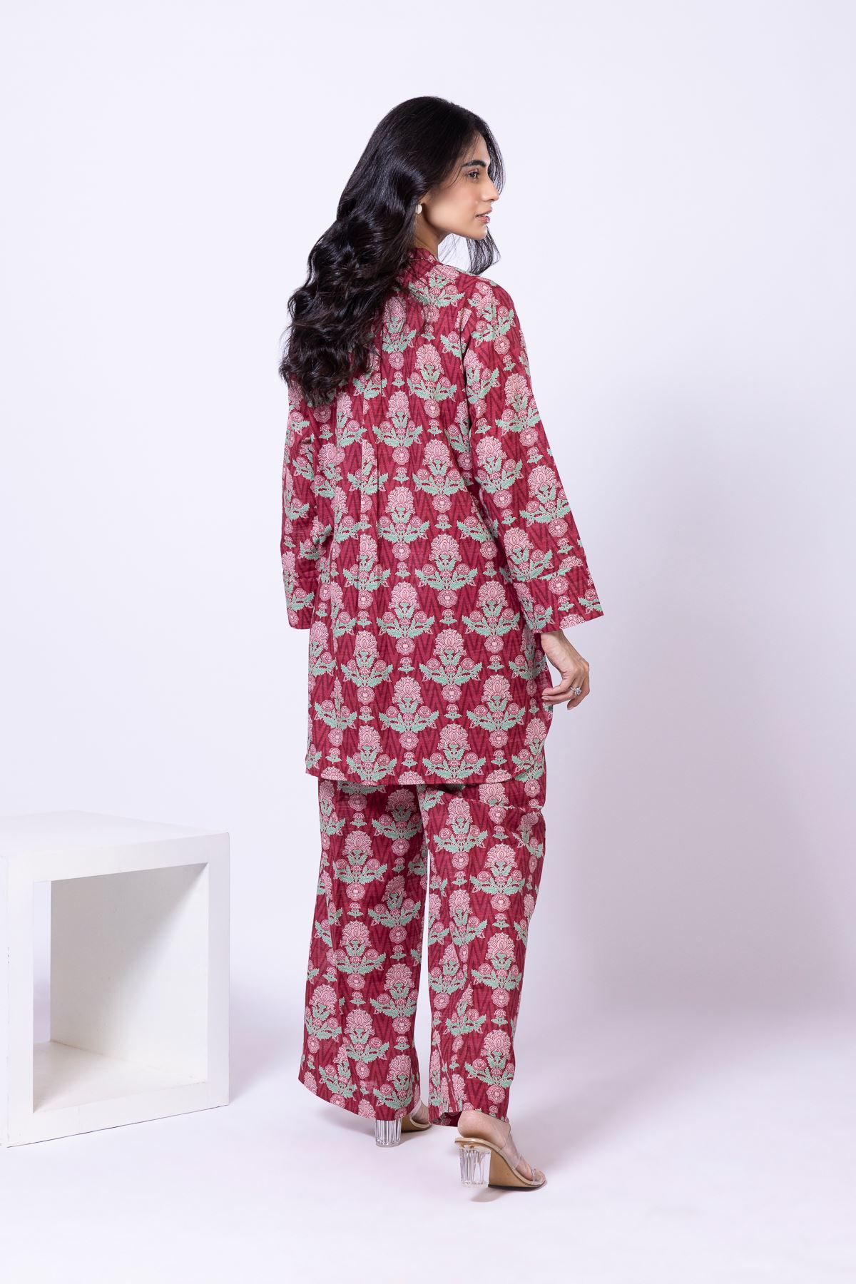 Printed Textured Cotton Kurta - 25-09-10E4-10TB-VG