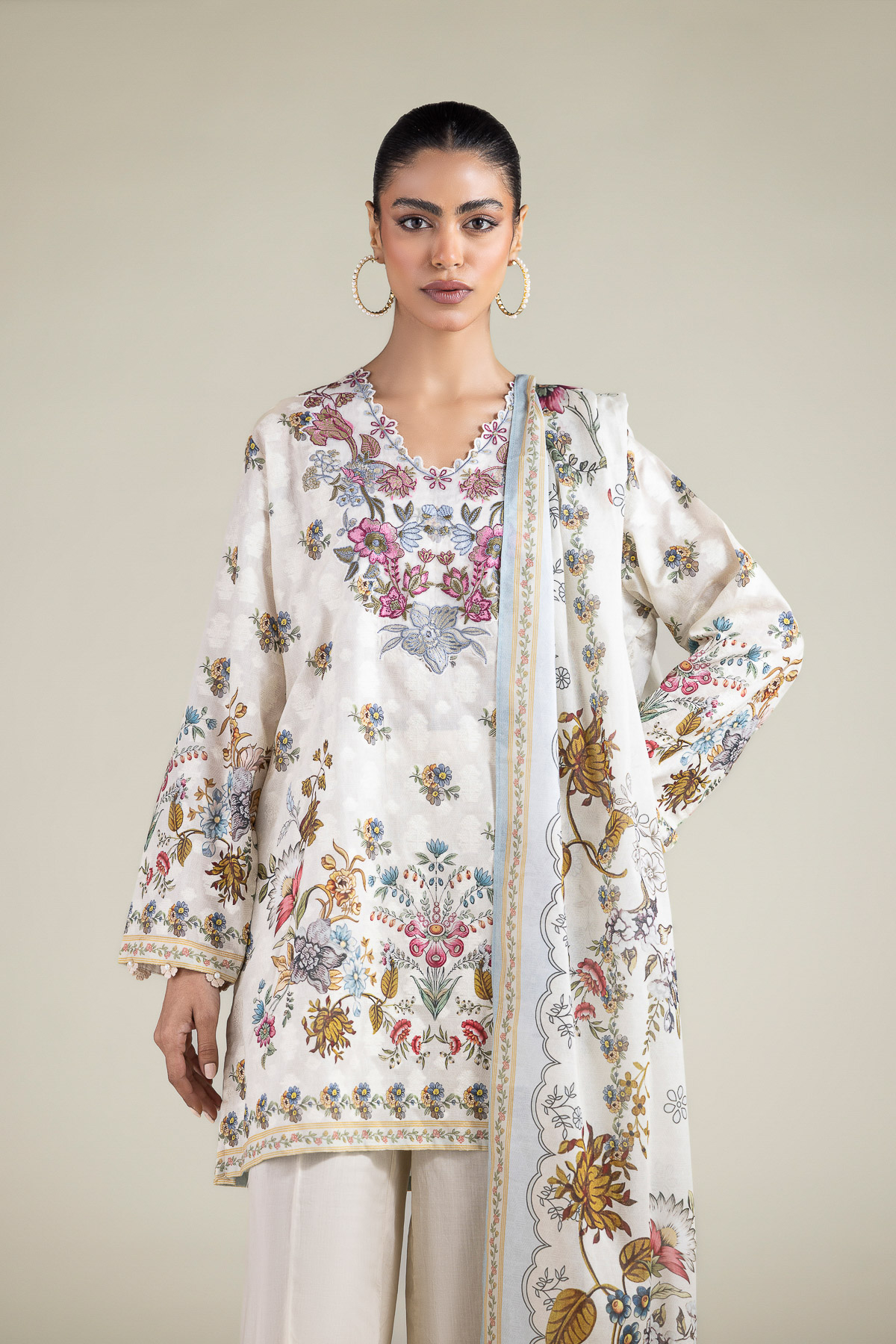 Embroidered Broshia Fabrics 3 Piece - T-A33-26-207FD1-VG