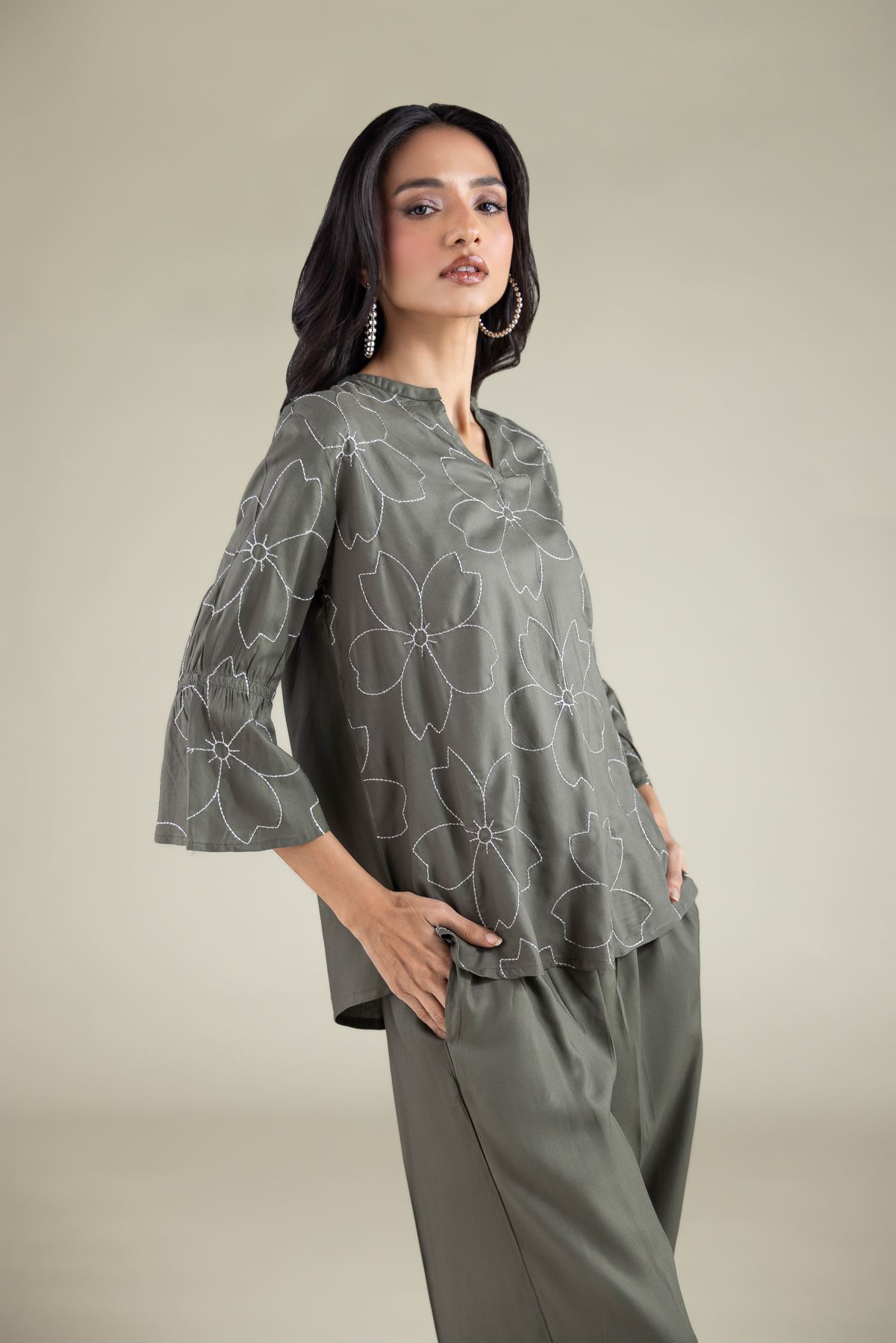 Embroidered Viscose Tunic - 1001914268