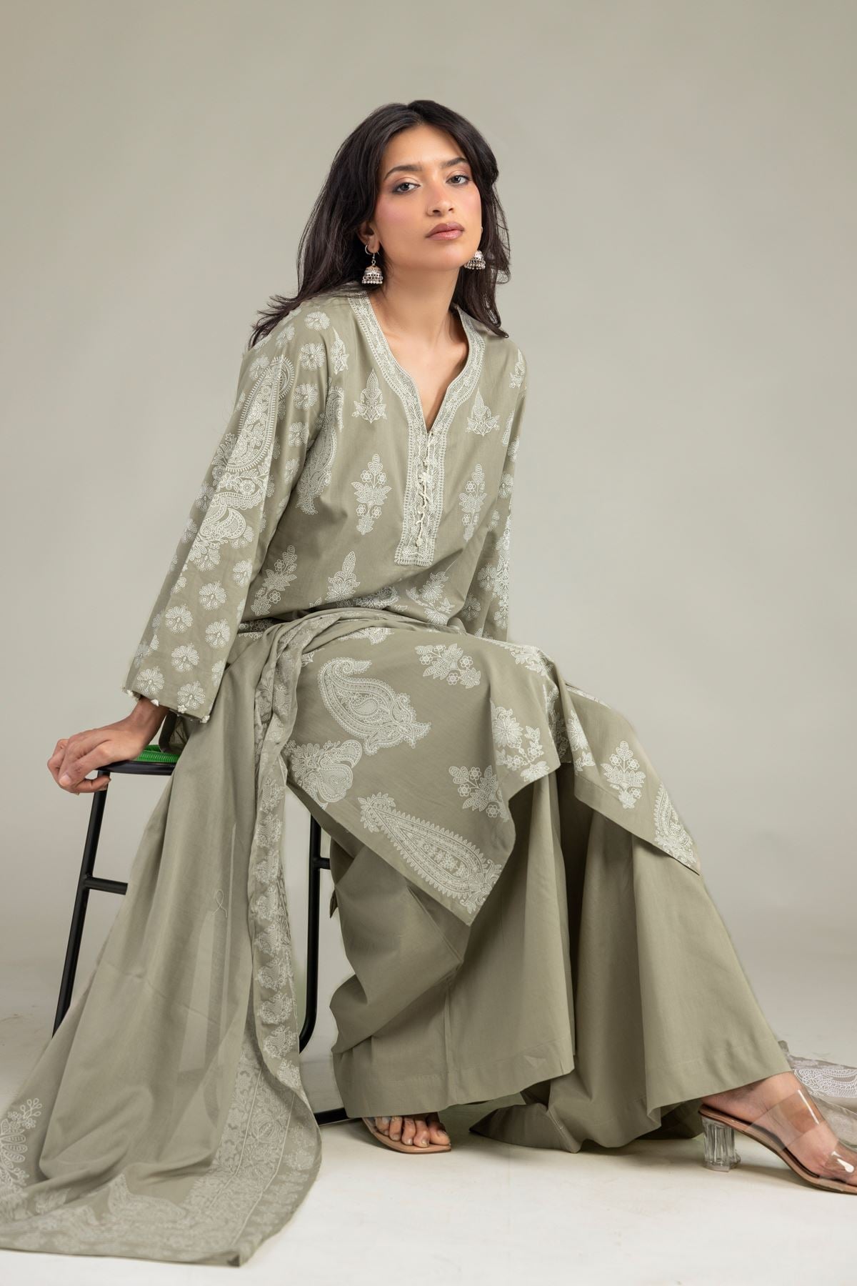 Printed Cambric Beige Cambric Kurta - 1-26-309-B-D1-VG