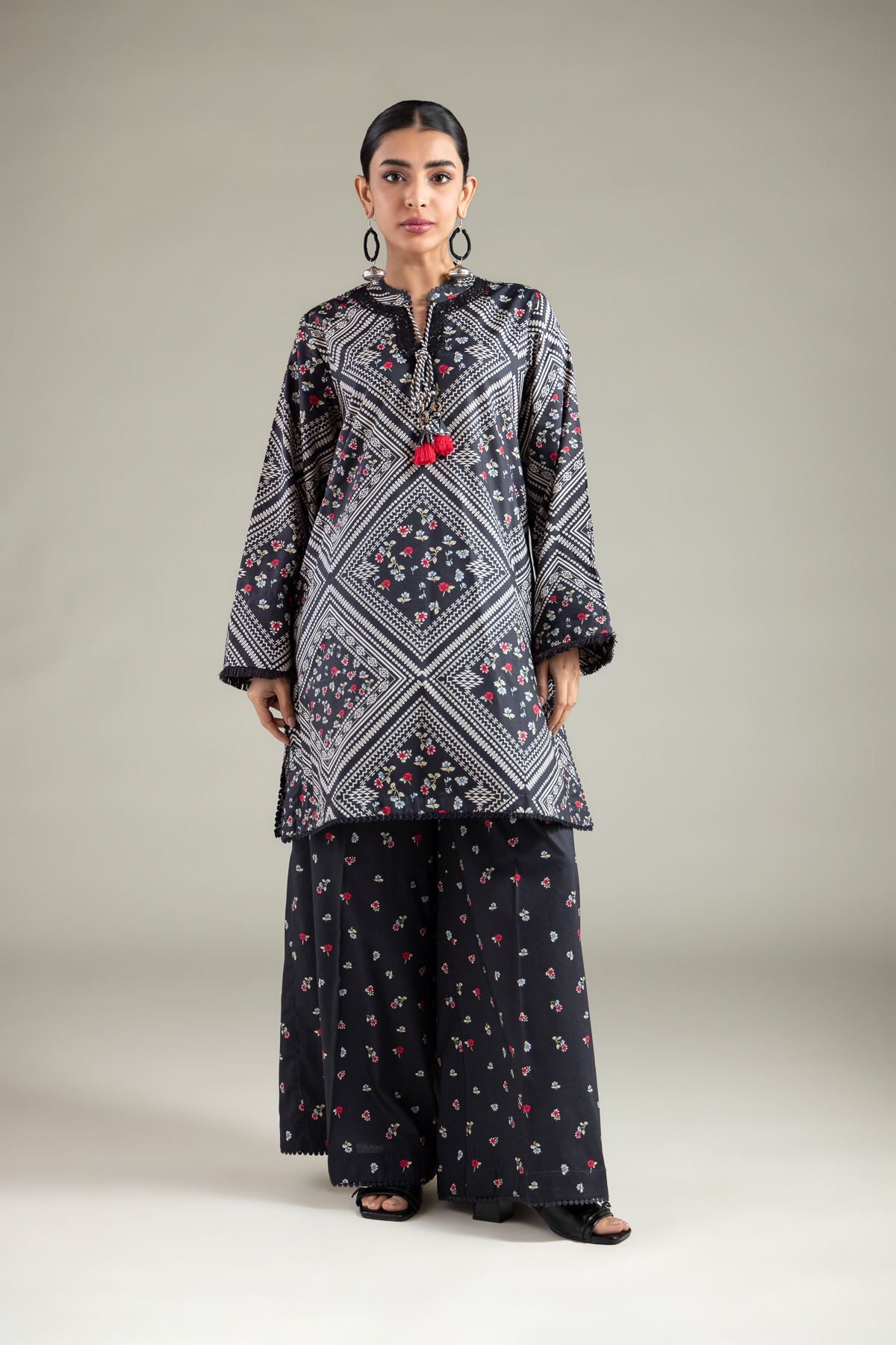 Embroidered Cotton Viscose Pants - 1-26-125-A-E-VG